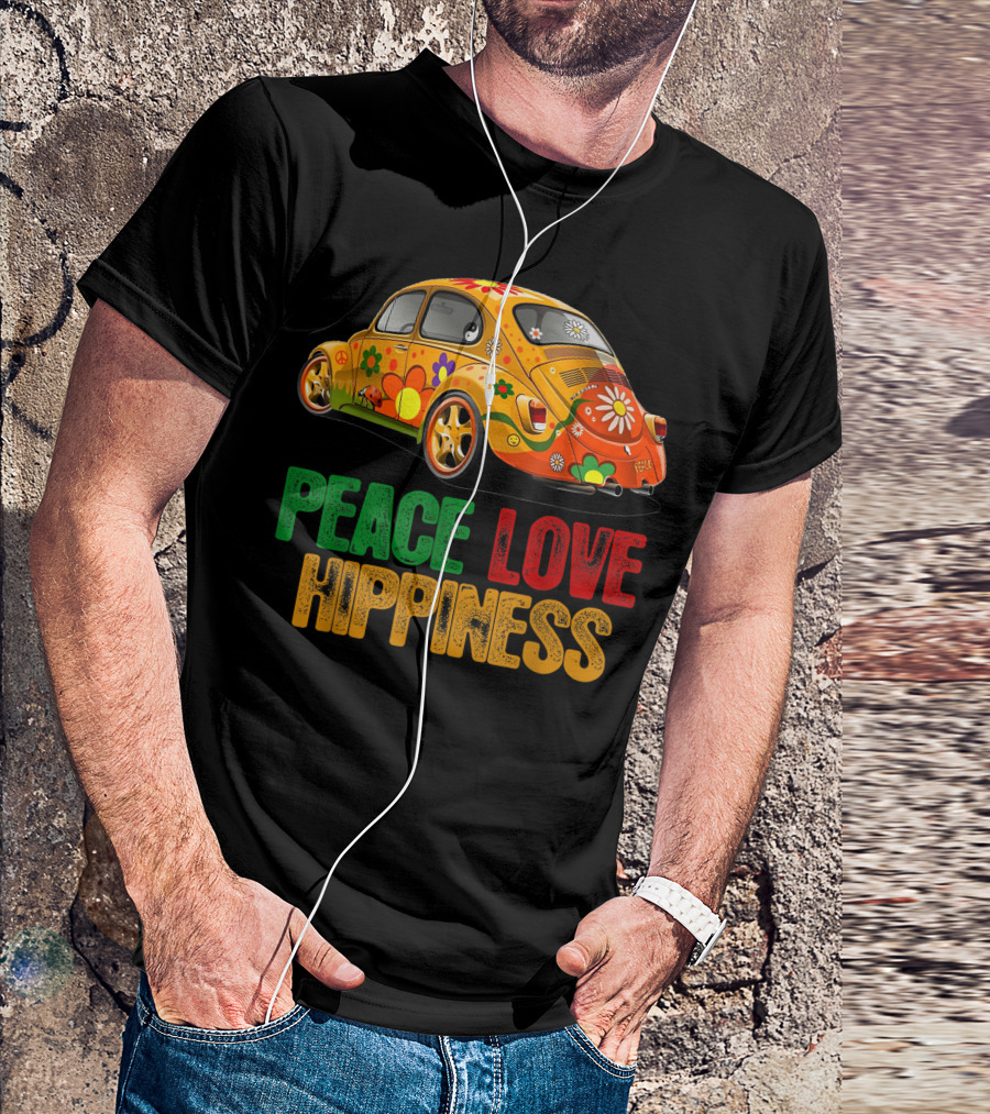 Peace Love Hippiness Floral Peace Van Hippie Car T-Shirt