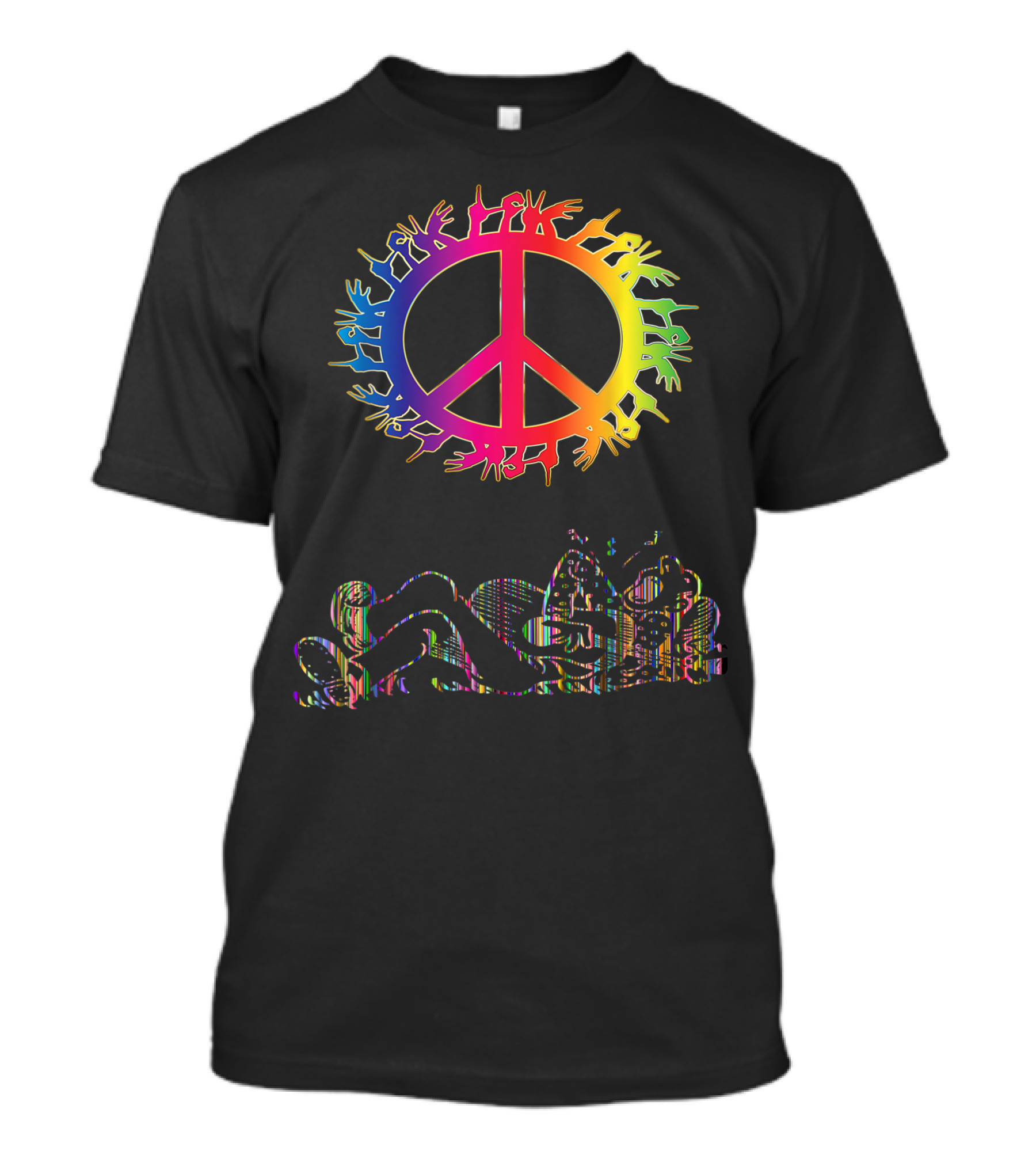 Peace Love Music Rainbow Hand Symbol Harmony T-Shirt