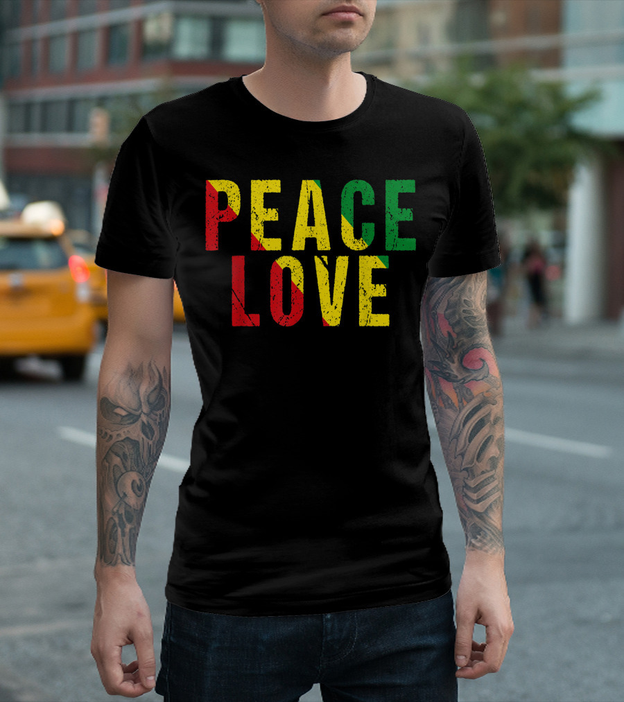 Peace Love Jamaican Reggae Rasta T-Shirt