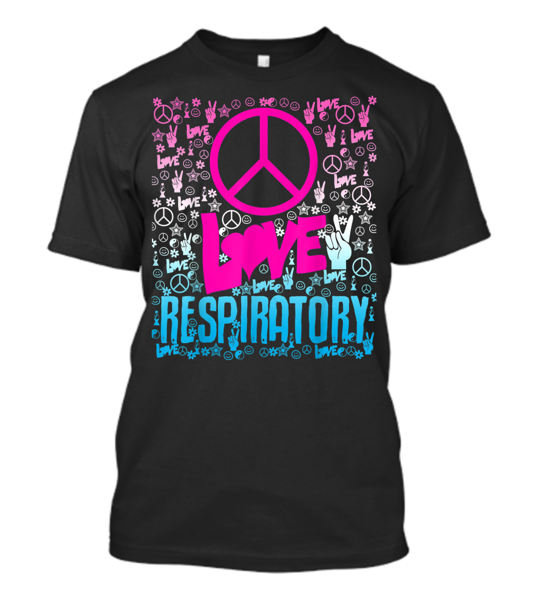 Peace Love Respiratory Hippie Style Therapy T-Shirt