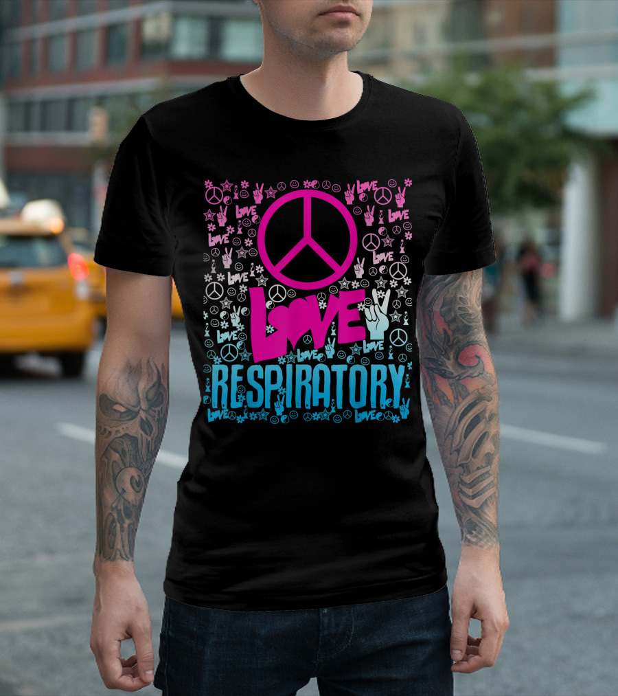 Peace Love Respiratory Hippie Style Therapy T-Shirt