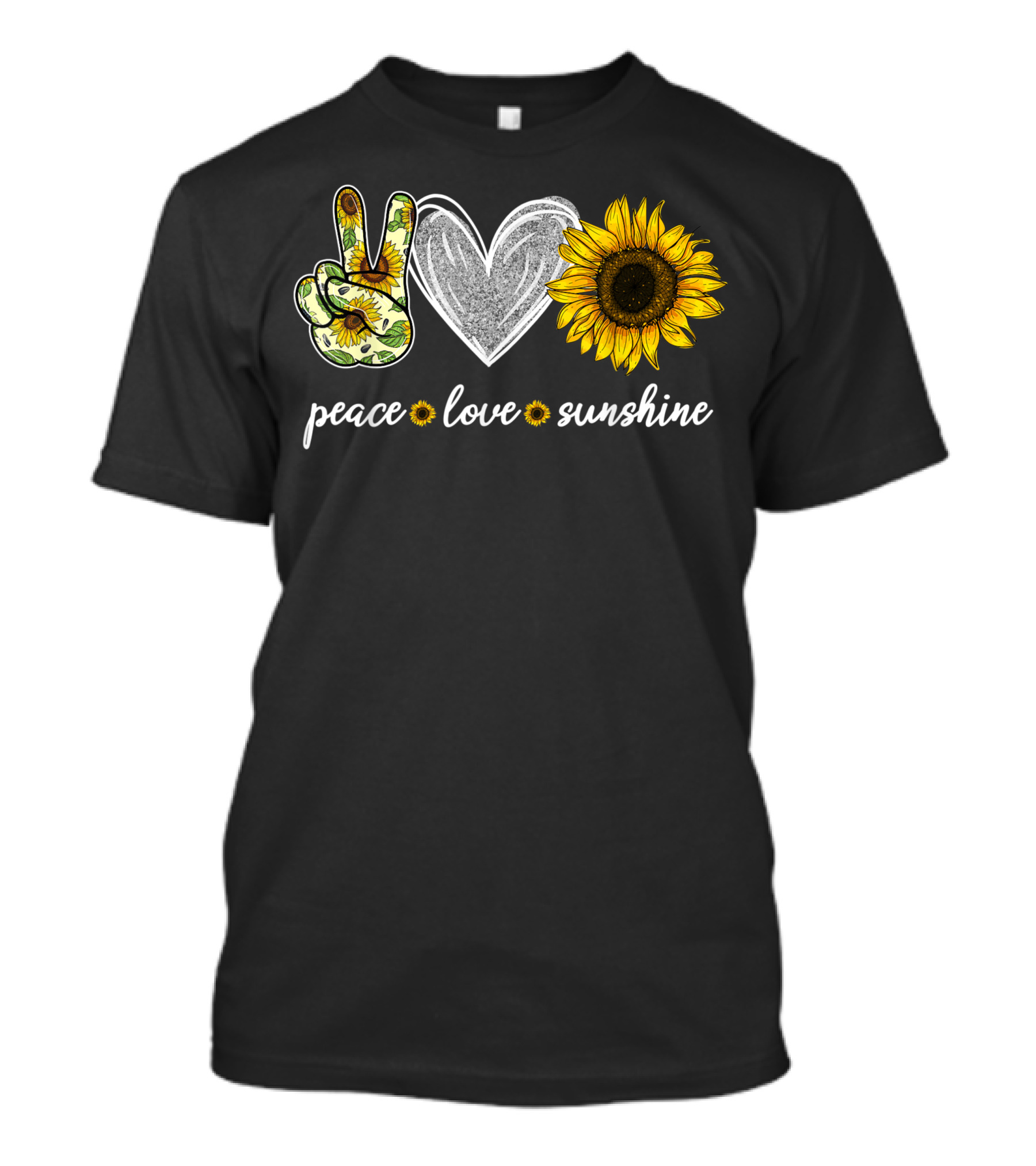 Peace Love Sunflower Heart Sunshine Hippie Sunflower Lover T-Shirt