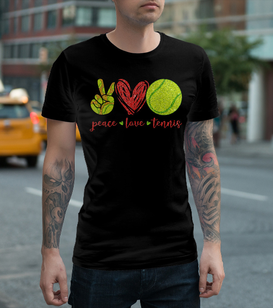 Peace Love Tennis Cute Tennis Lovers Sparkling T-Shirt