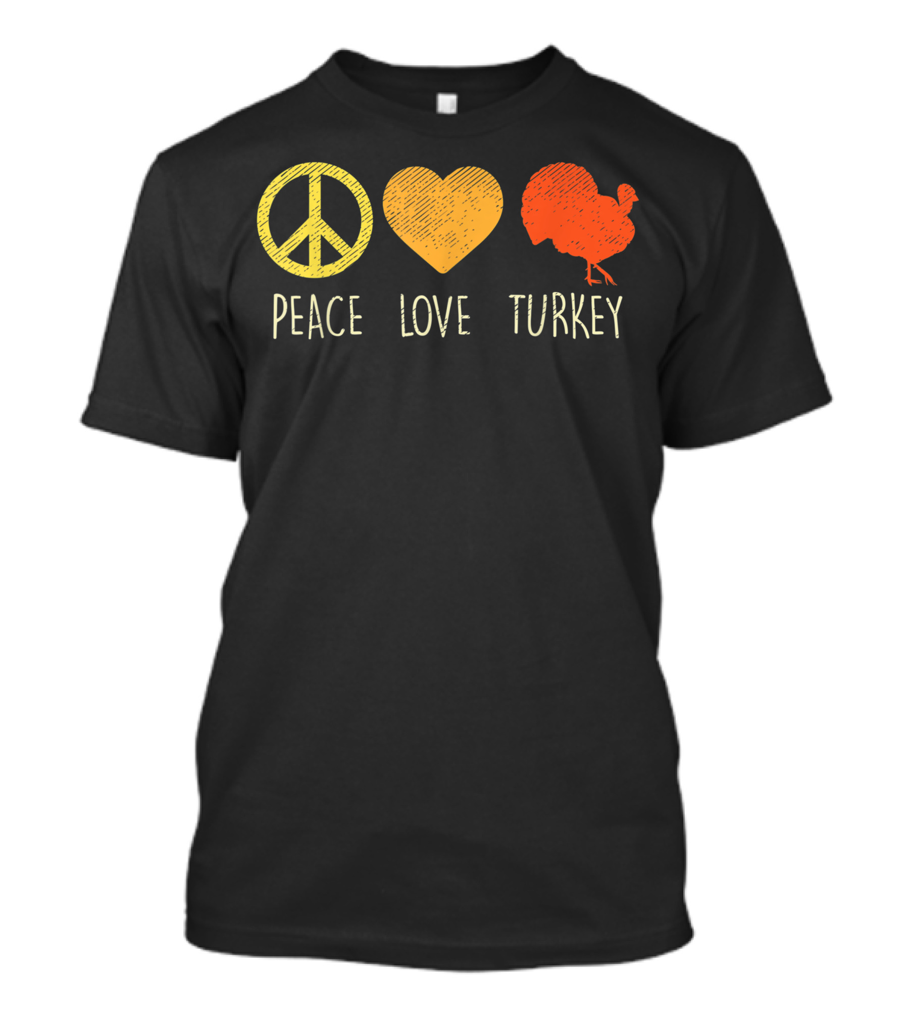 Peace Love Turkey Thanksgiving Day Hippie Hippy Peace Symbol Heart T-Shirt