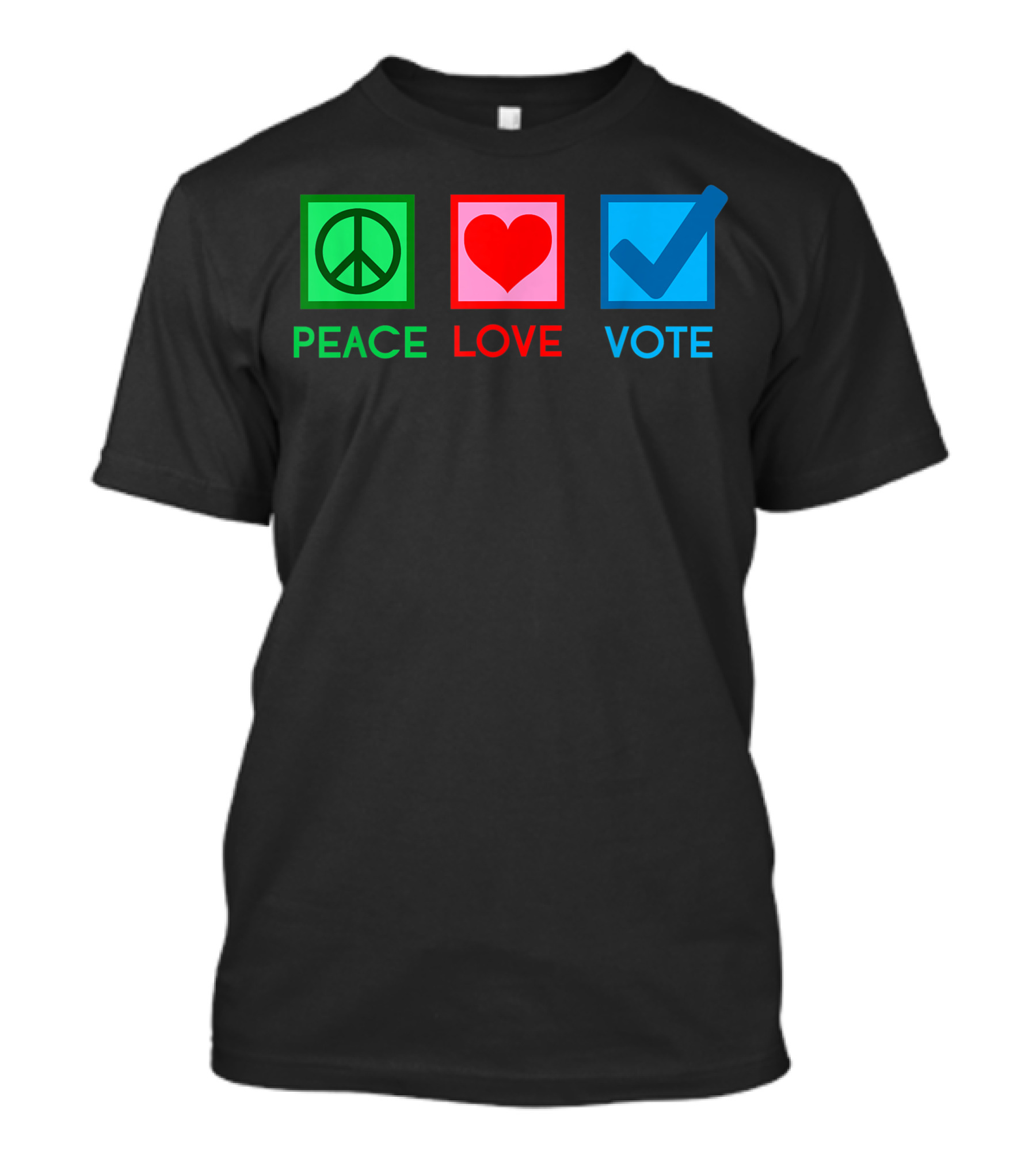 Peace Love Vote Election Voting Checkmark Heart Peace Sign T-Shirt