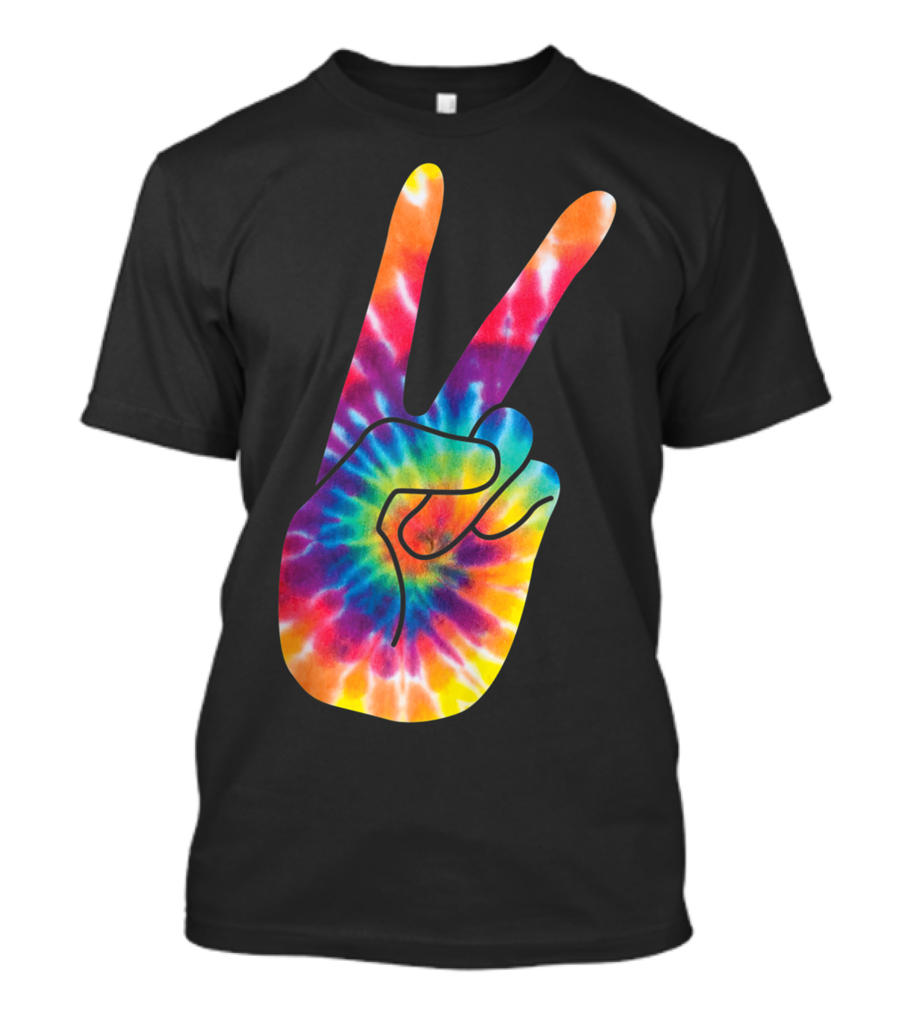 Peace Sign 60S 70S V Hand Sign Tie-Dye Cool T-Shirt