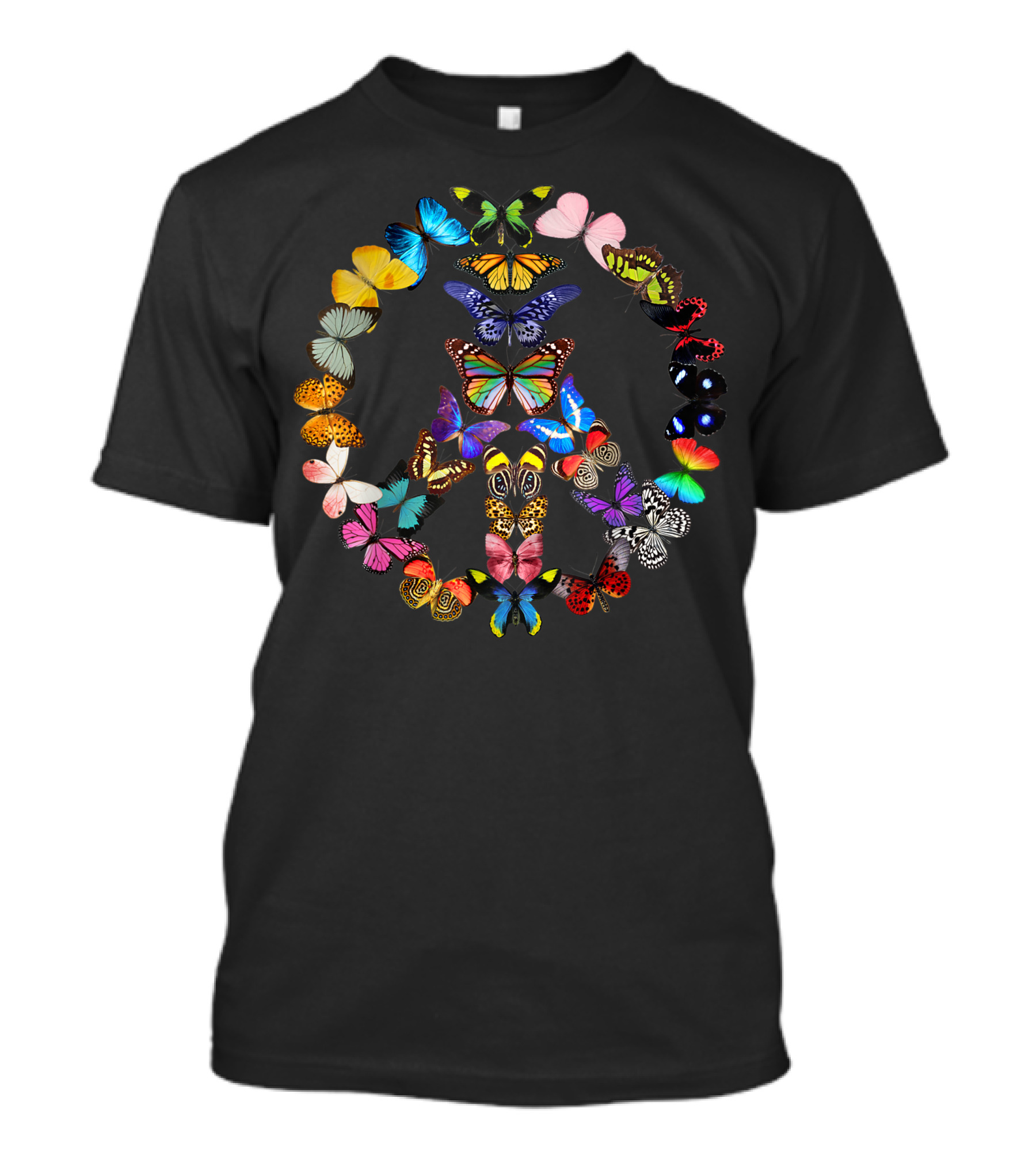 Peace Sign Butterflies 60s 70s Hippie T-Shirt