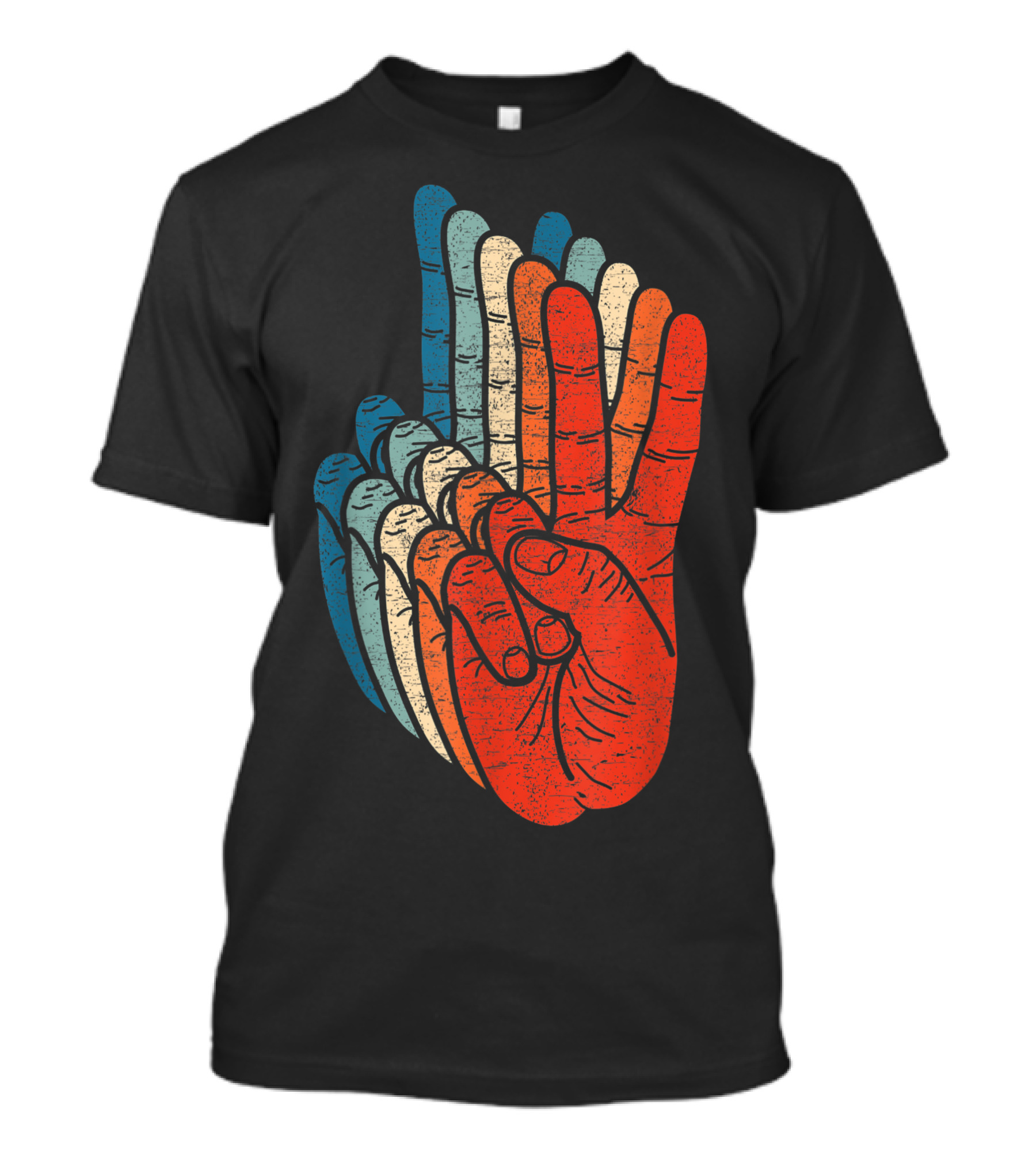 Peace Sign Hand Sign Language ASL Grunge Multicolor Handsign T-Shirt