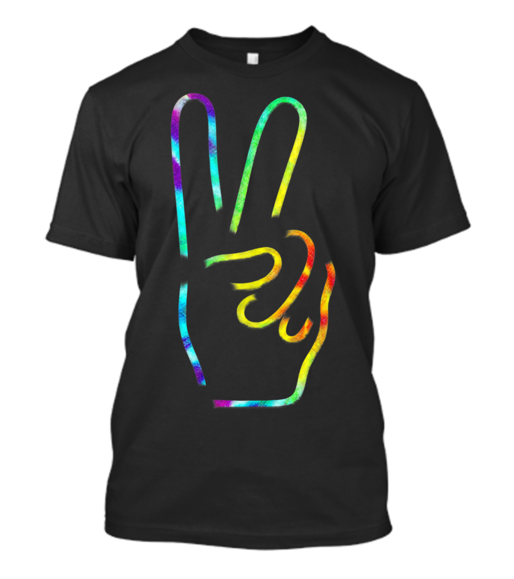 Peace Sign Hand Tie Dye Hippie Rave Trippy Iconic Symbol Vibrant Colors T-Shirt