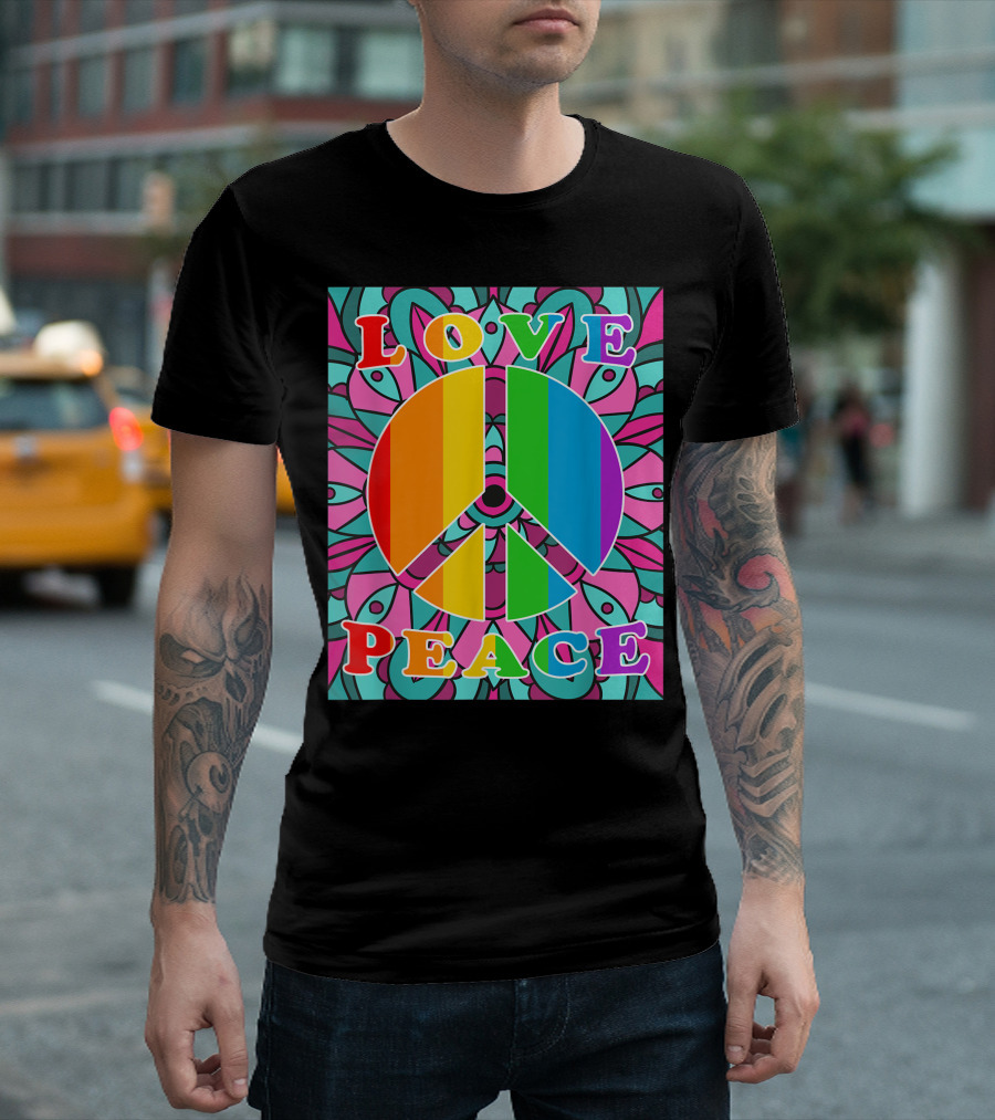 Love Peace Rainbow 70s Hippie Psychedelic T-Shirt