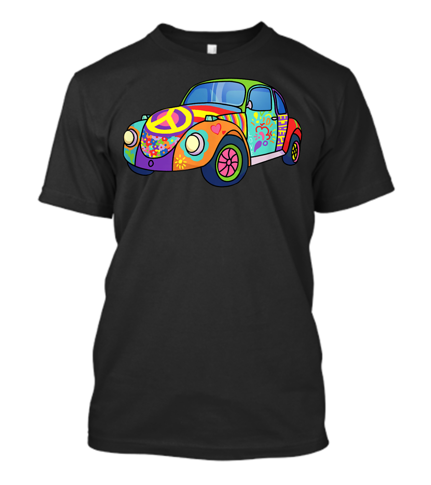 Peace Sign Rainbow Beetle Hippie Car Hippy Bug T-Shirt