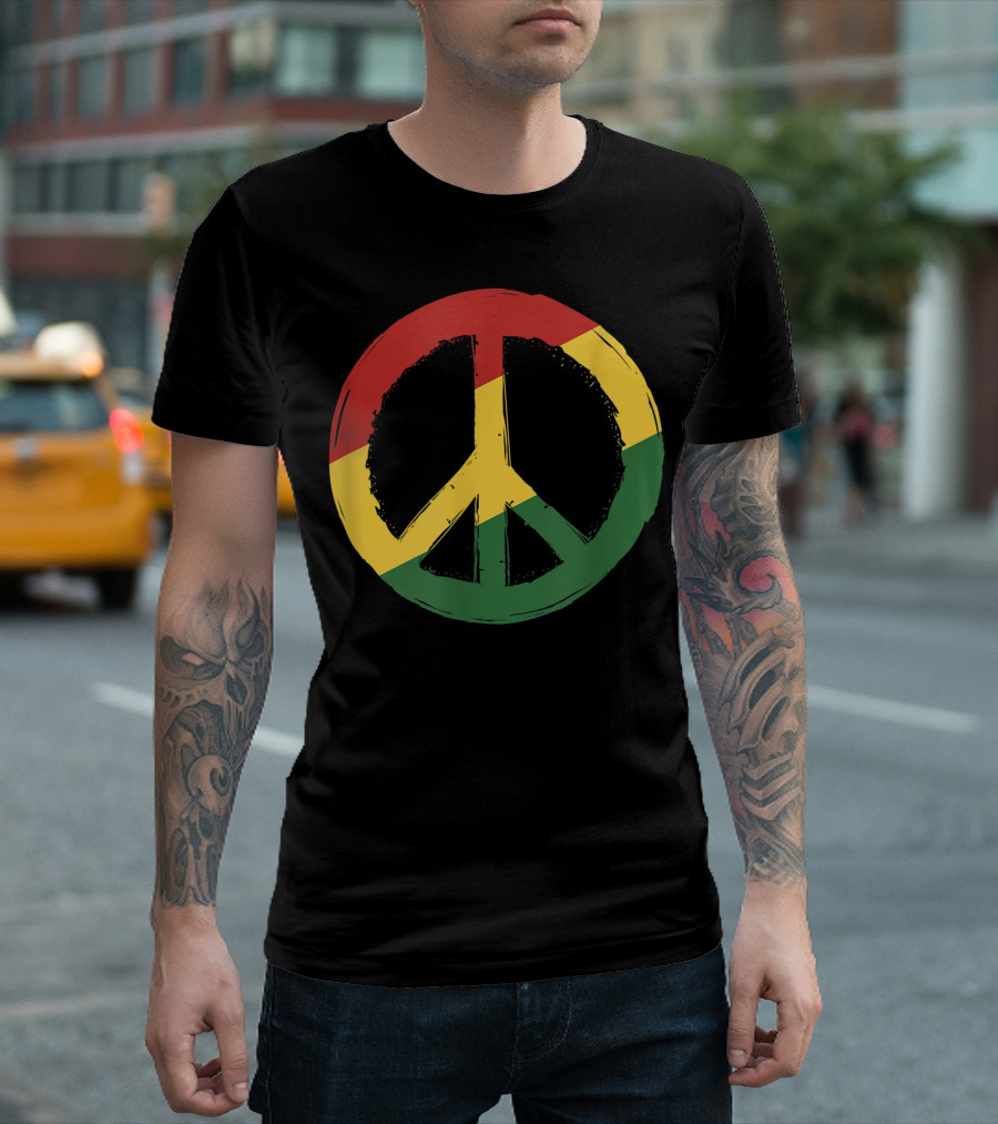 Peace Sign Rasta Reggae Rastafari Jamaican Colors T-Shirt