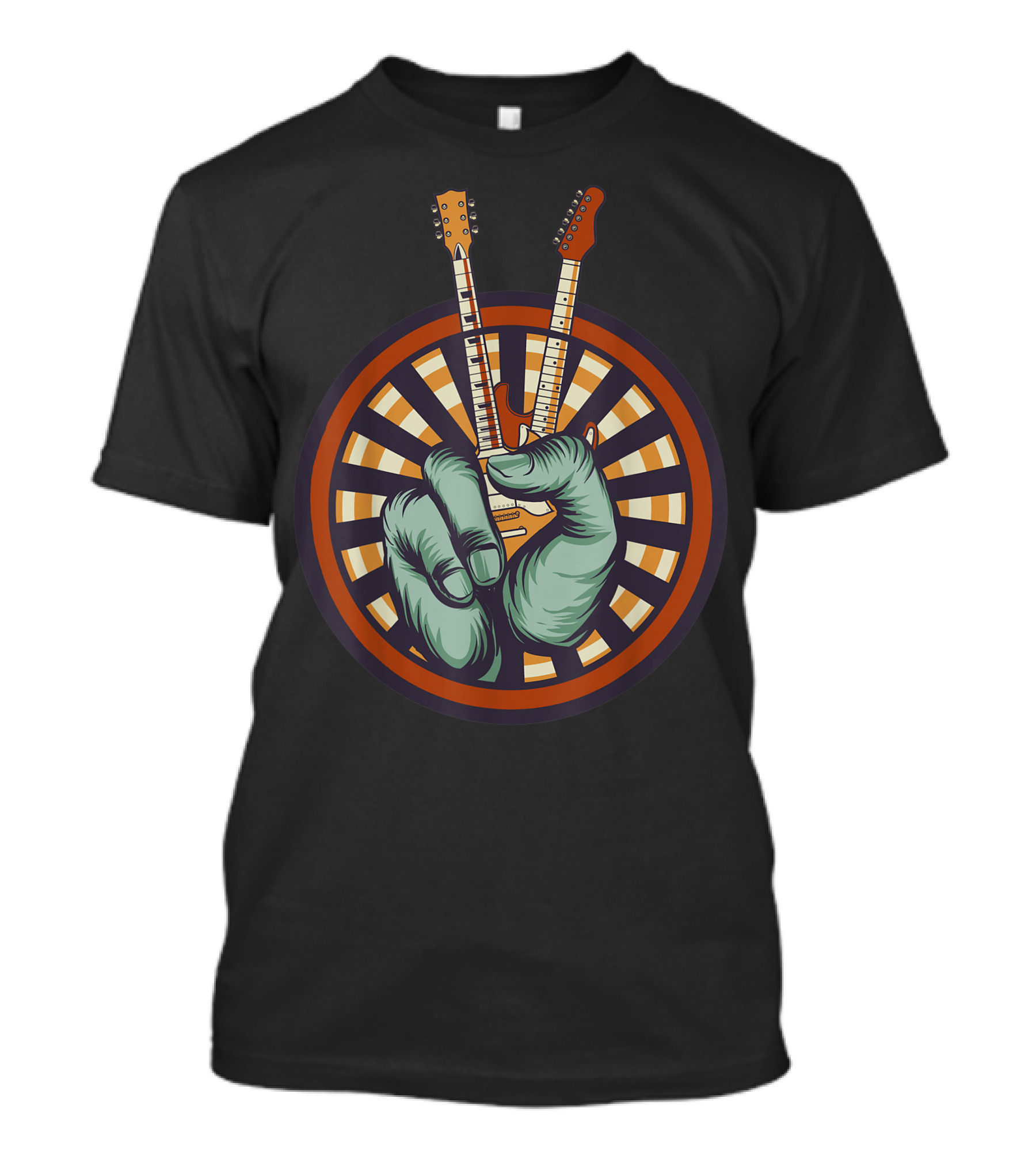 Peace Sign Guitarist Hand Holding Rock Musician Hippie Guitar T-Shirt