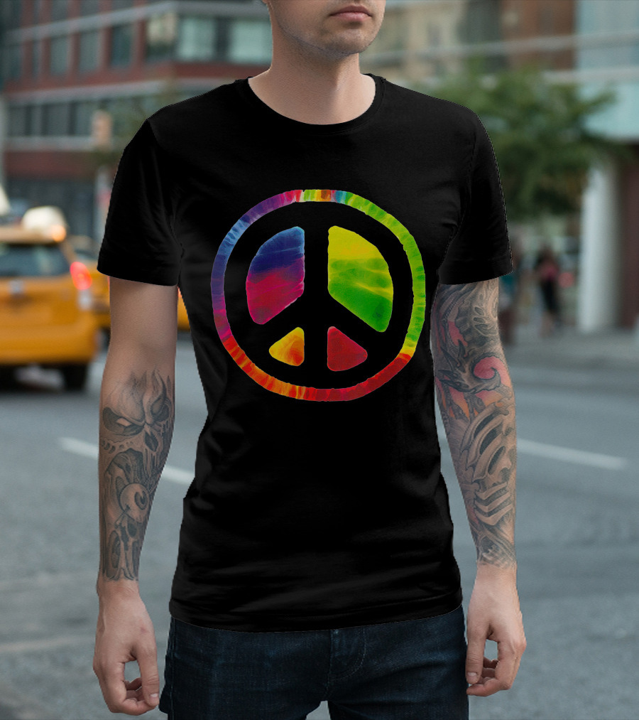 Peace Sign Tye Dye Rainbow Vivid Colors T-Shirt