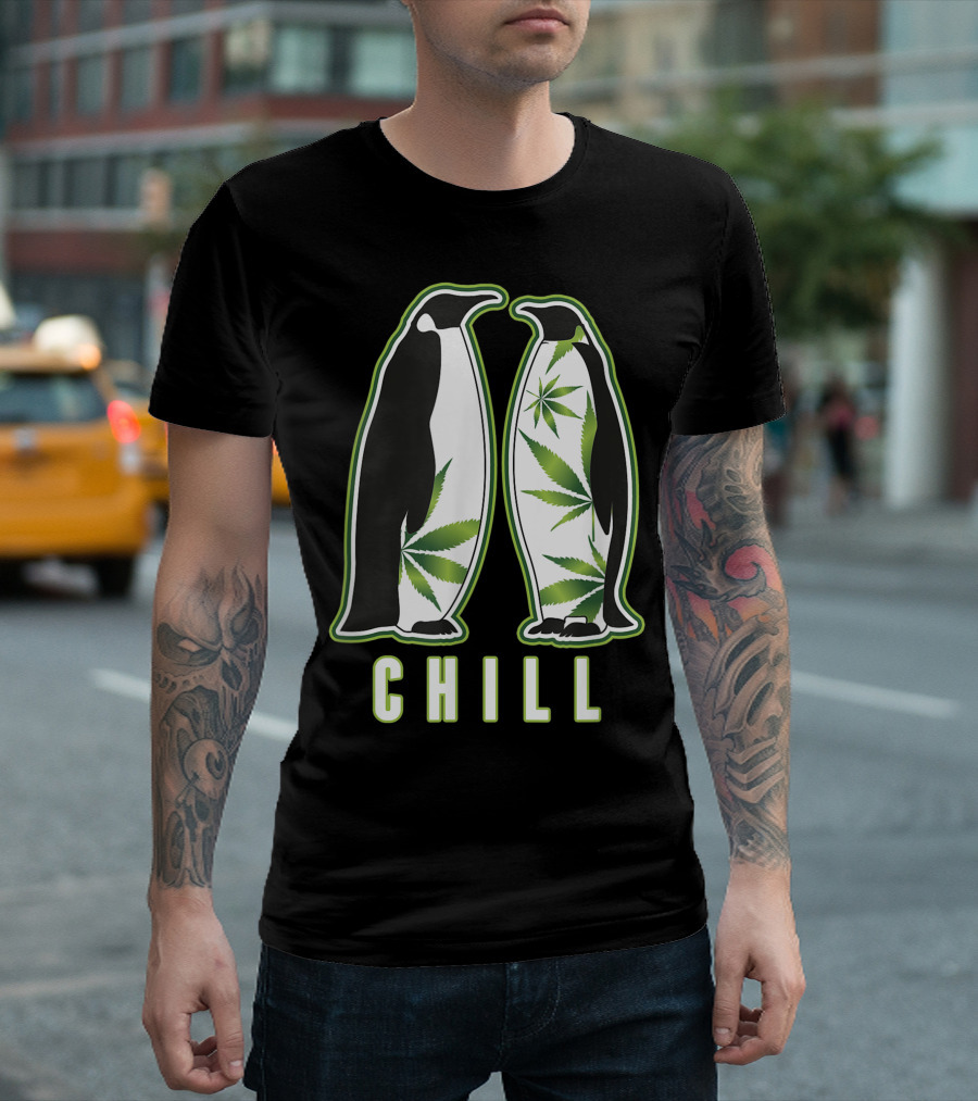 Penguin Chill Weed 420 Marijuana Bud Pun T-Shirt