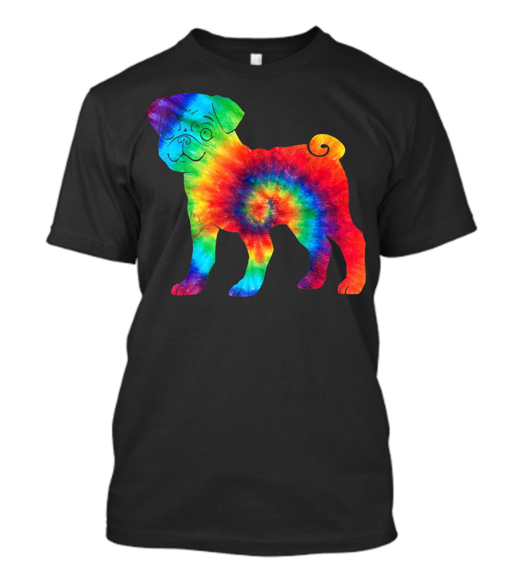 Pug Dog Rainbow Tie Dye Hippie Costume T-Shirt
