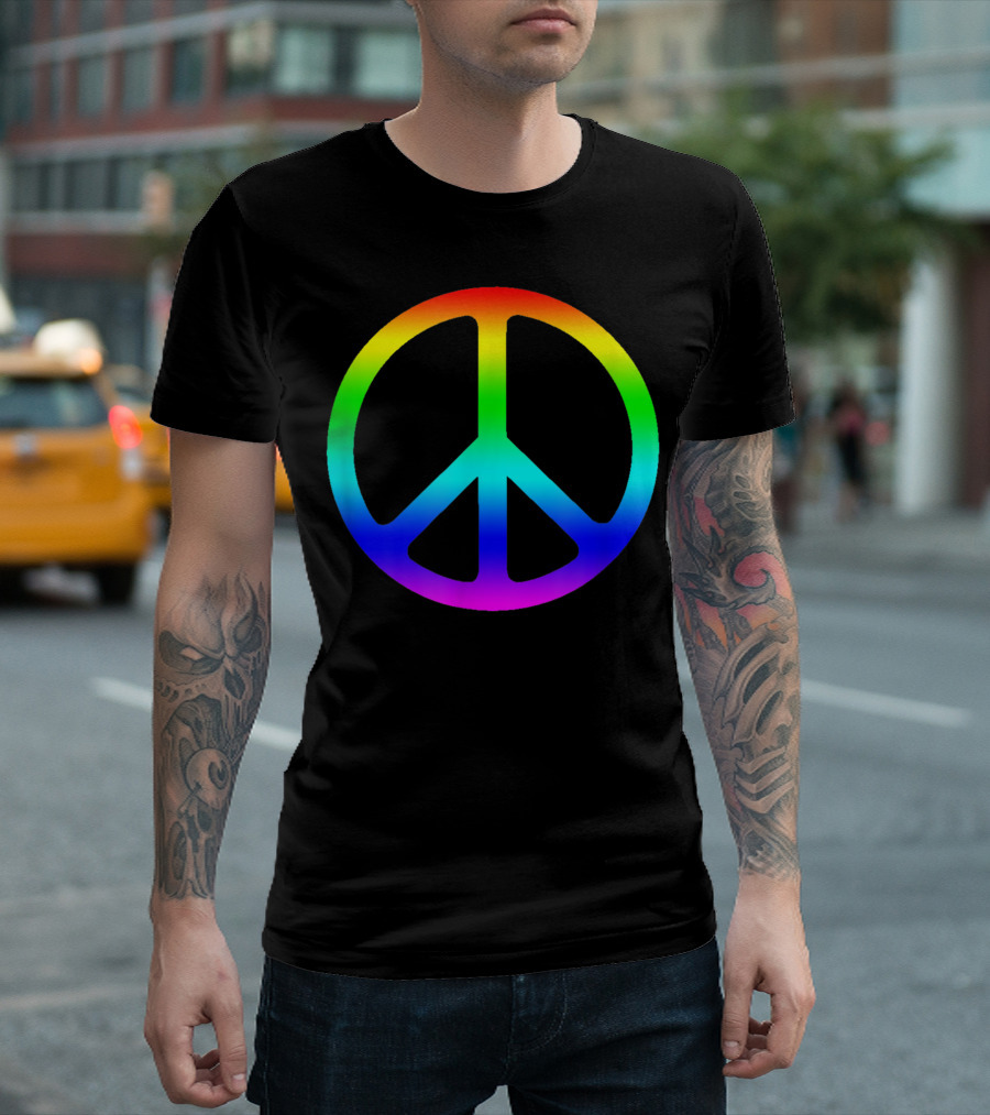 Rainbow Peace Sign Hippie Equality T-Shirt