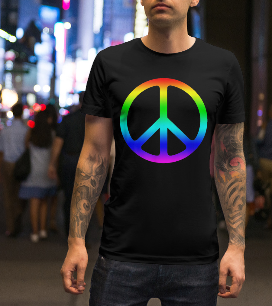 Rainbow Peace Sign Hippie Equality T-Shirt
