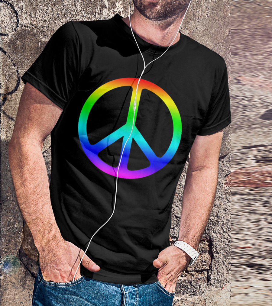 Rainbow Peace Sign Hippie Equality T-Shirt