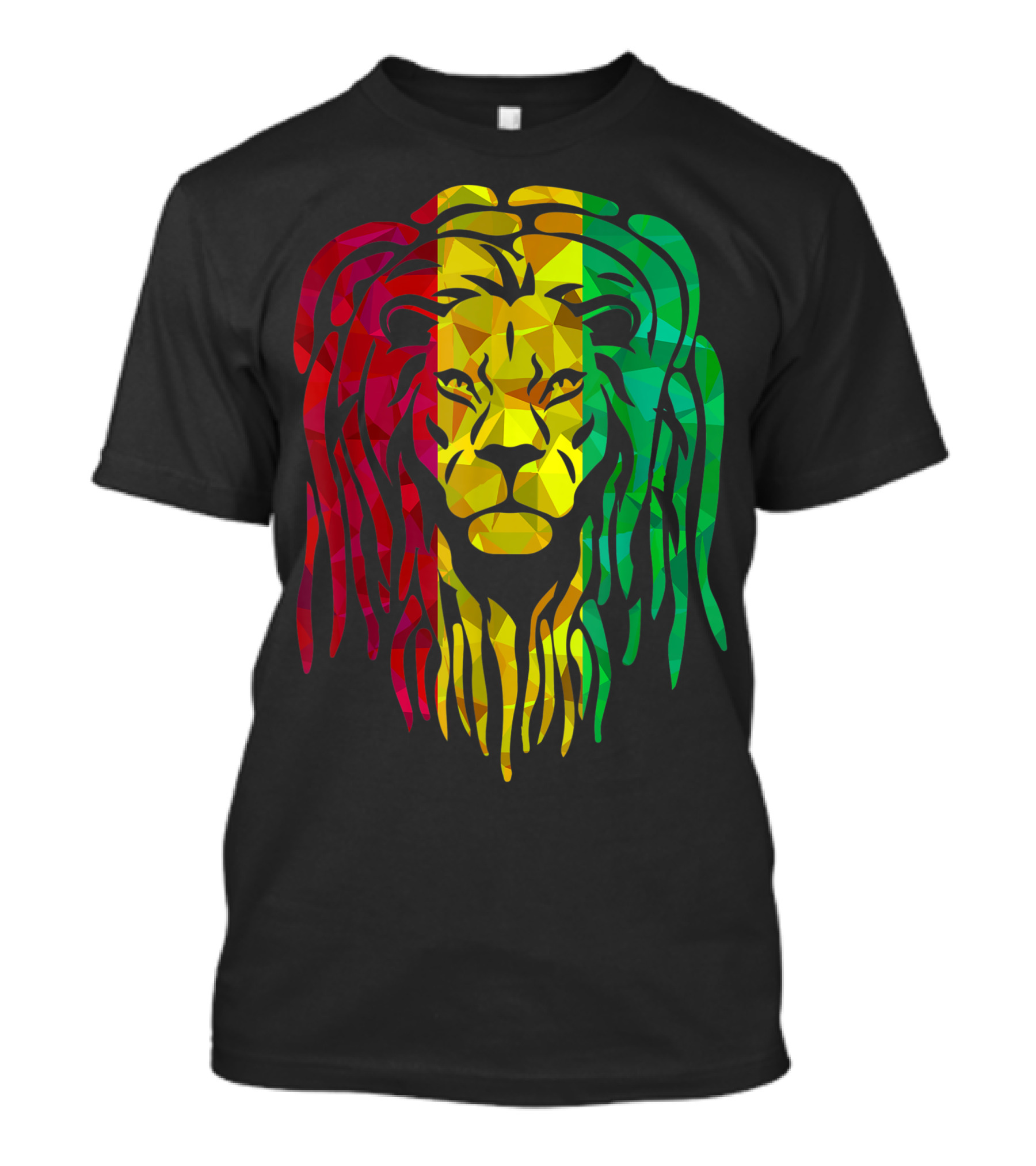 Reggae Lion Face Hippie Mosaic Rastafarian Lion Lover Rasta Colors T-Shirt