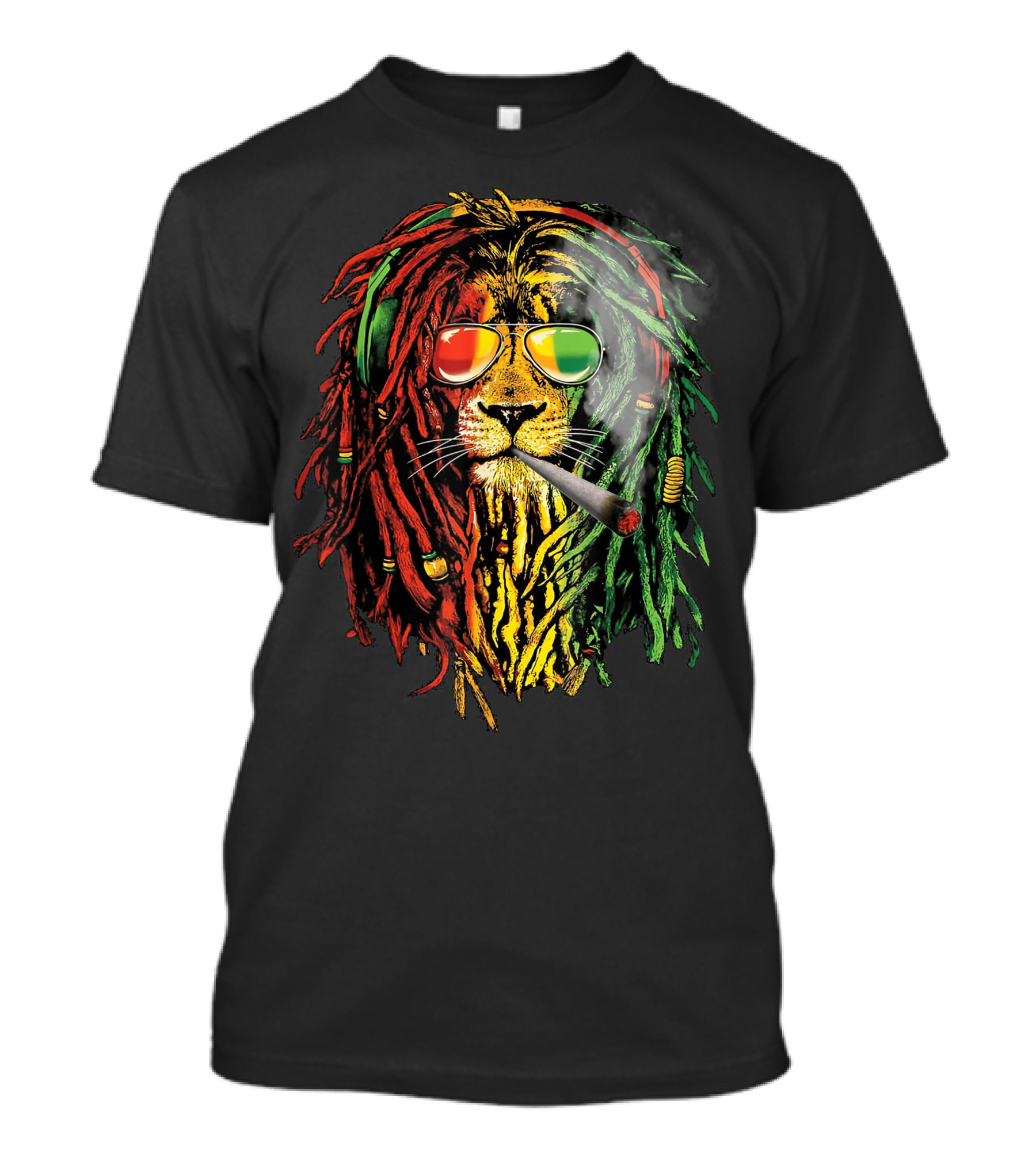 Reggae Music Jamaican Lion Smoking Weed Lovers Rasta Vibes T-Shirt