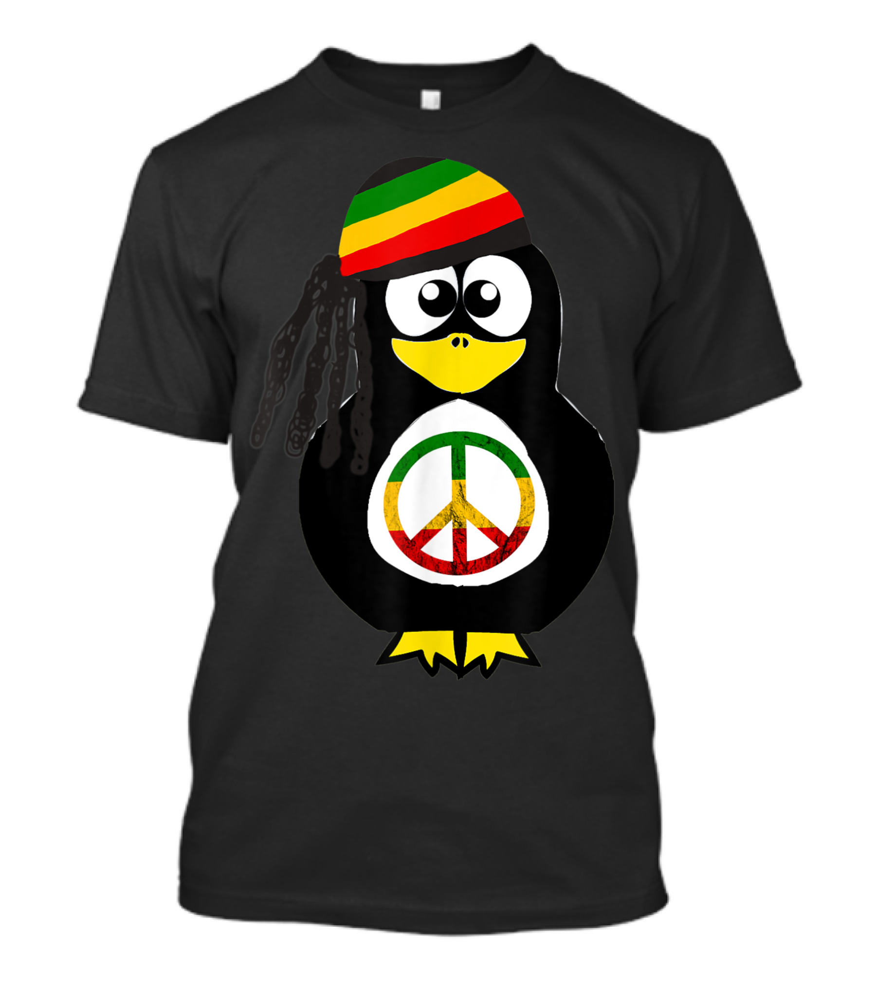 Reggae Penguin Hippie Rasta Peace Symbol Water Bird Reggae Music T-Shirt