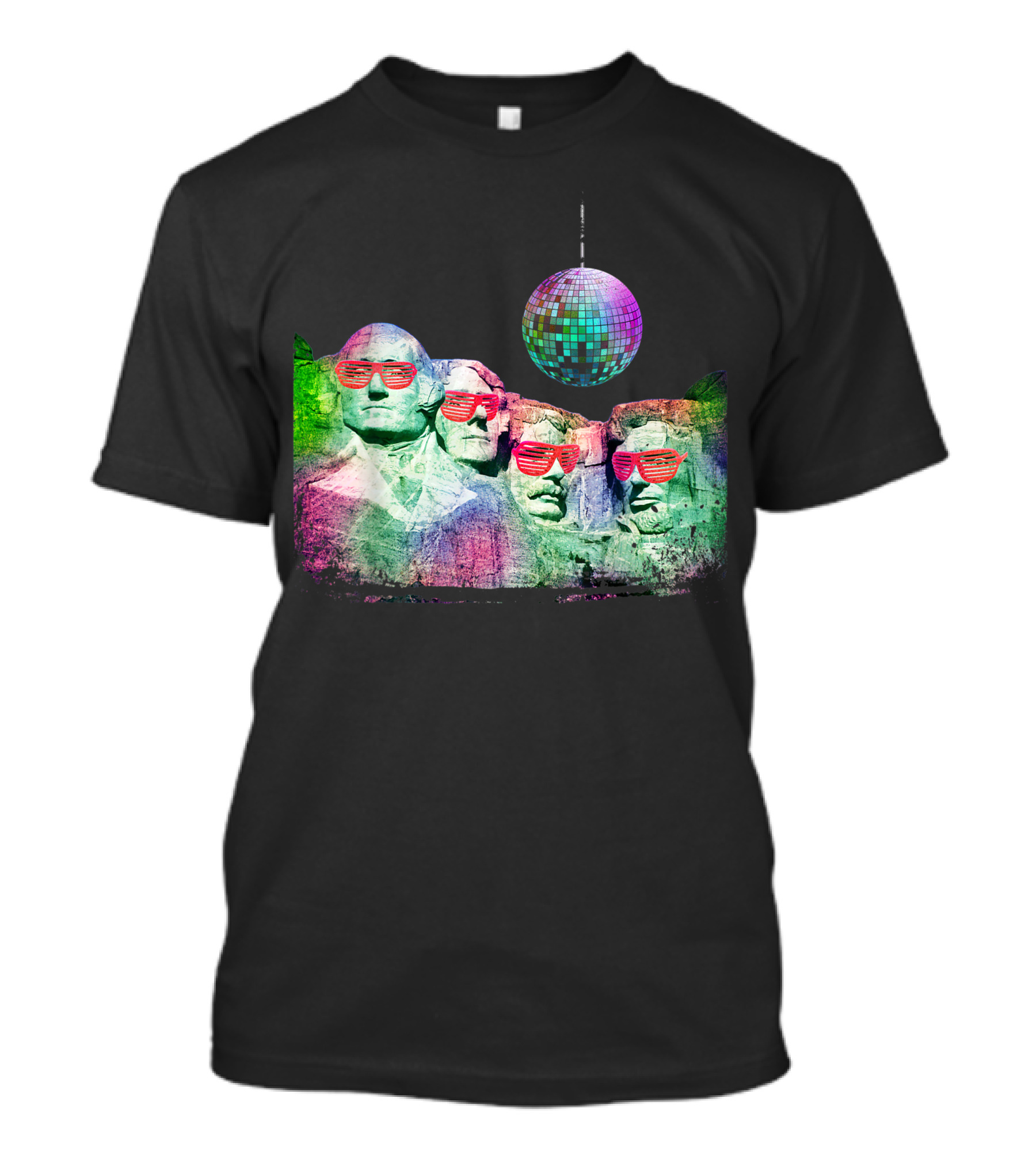 Rero Mount Rushmore Disco 80s Souvenir Shirt With Sunglasses And Mirror Ball T-Shirt