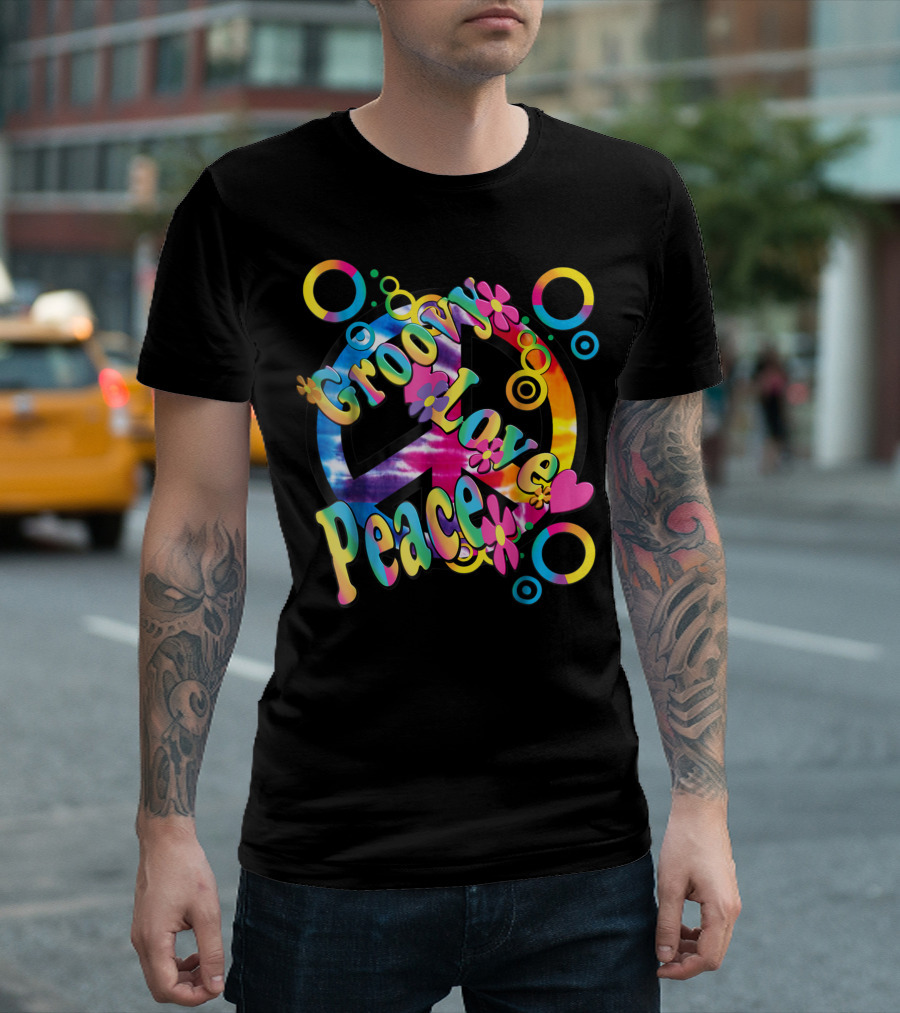 Groovy Love Peace Retro 60s 70s Tie-Dye Hippie T-Shirt