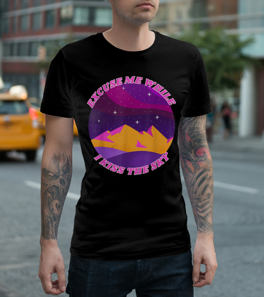 Excuse Me While I Kiss The Sky Retro Boho Peace T-Shirt