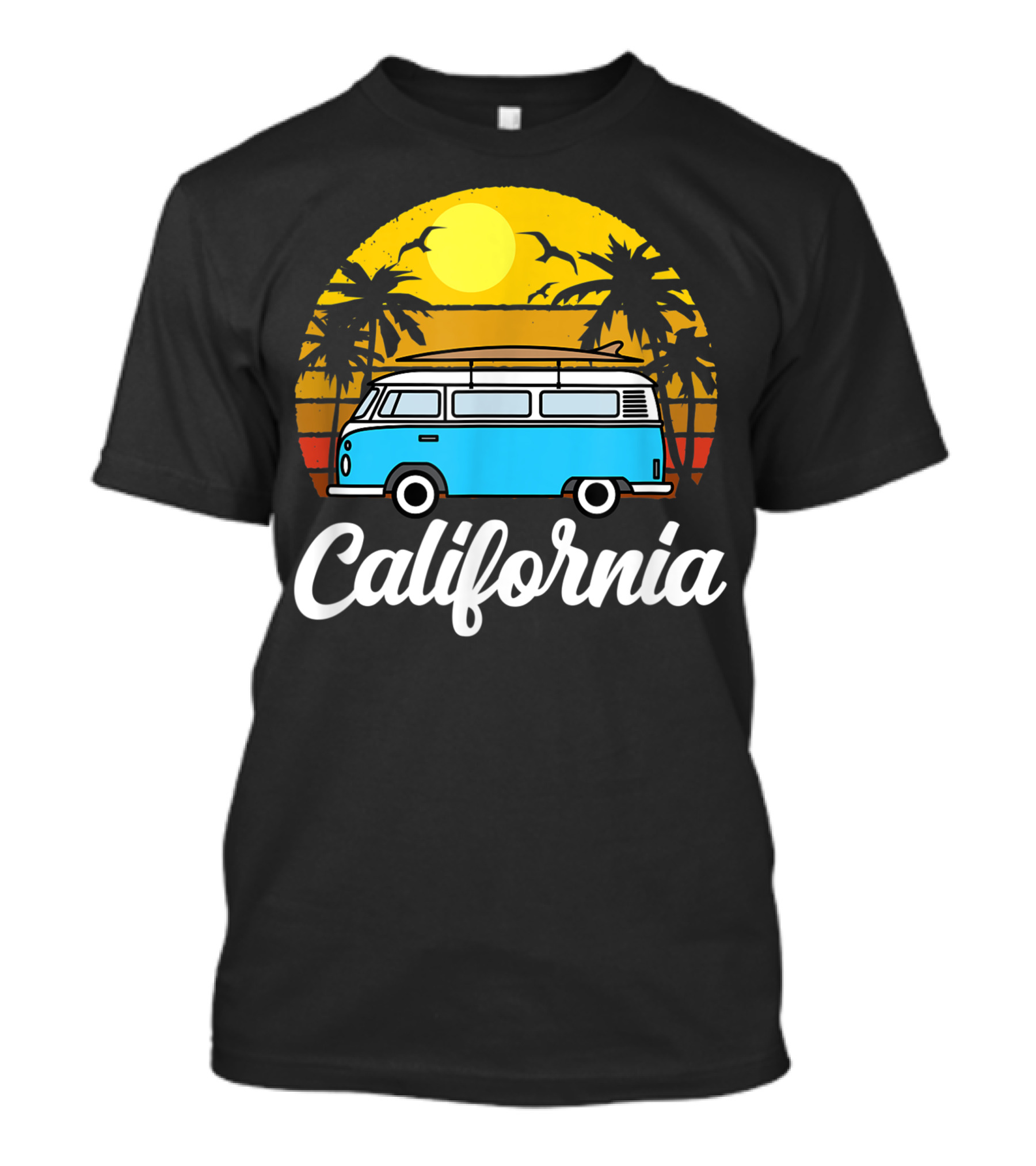 California Retro Van Life 70s Surfer Vintage Sunset T-Shirt