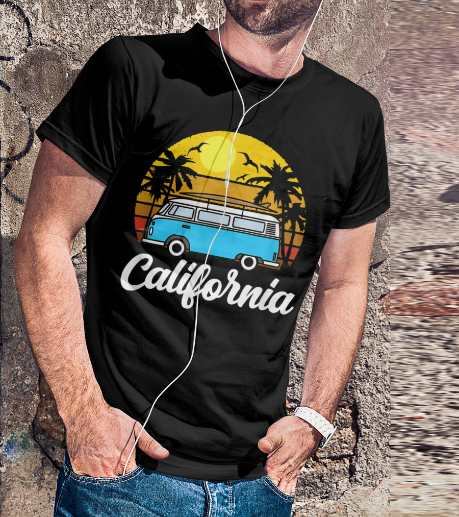 California Retro Van Life 70s Surfer Vintage Sunset T-Shirt