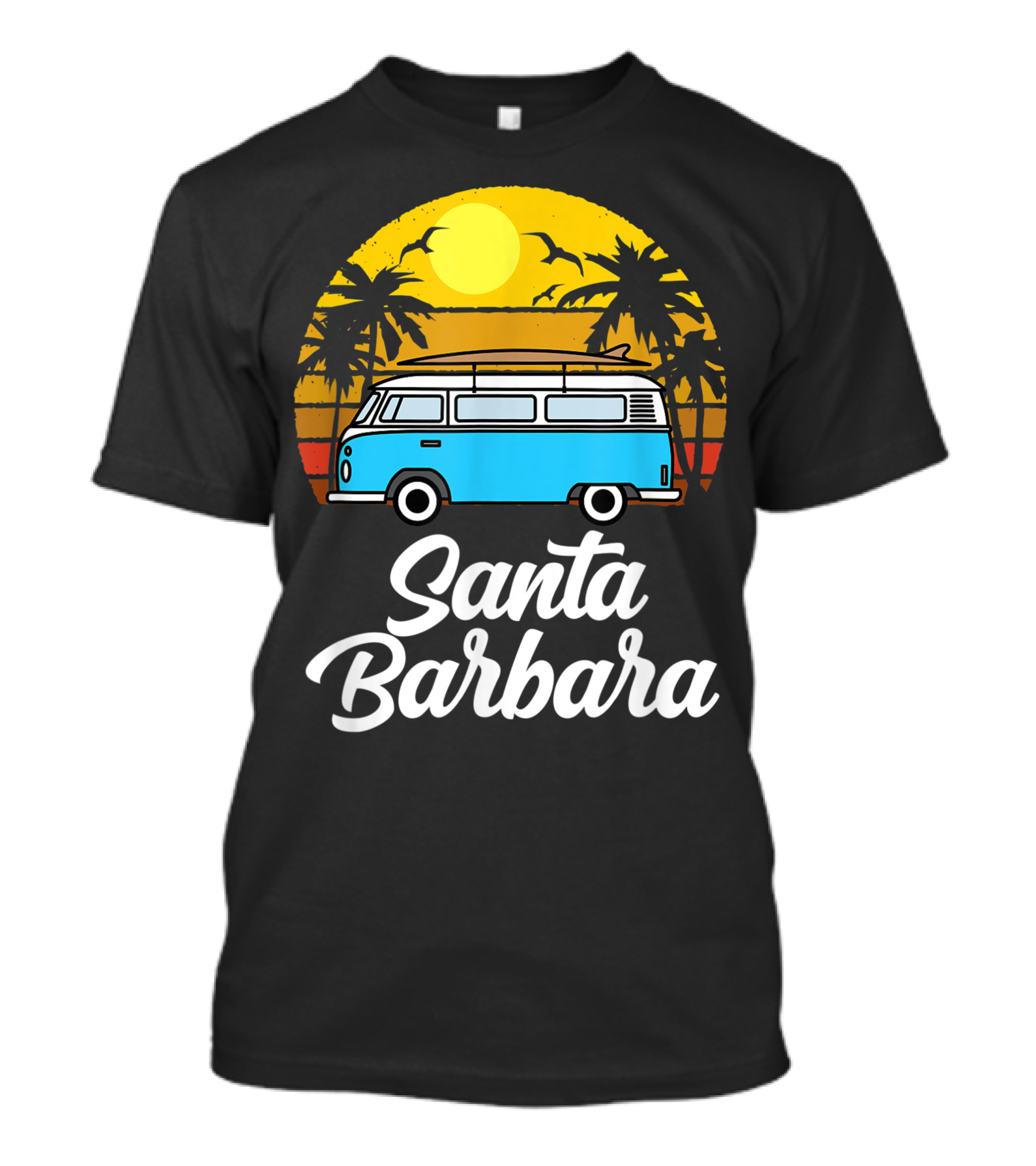 Santa Barbara Retro Van Life Vintage Sunset 70s Surfer T-Shirt