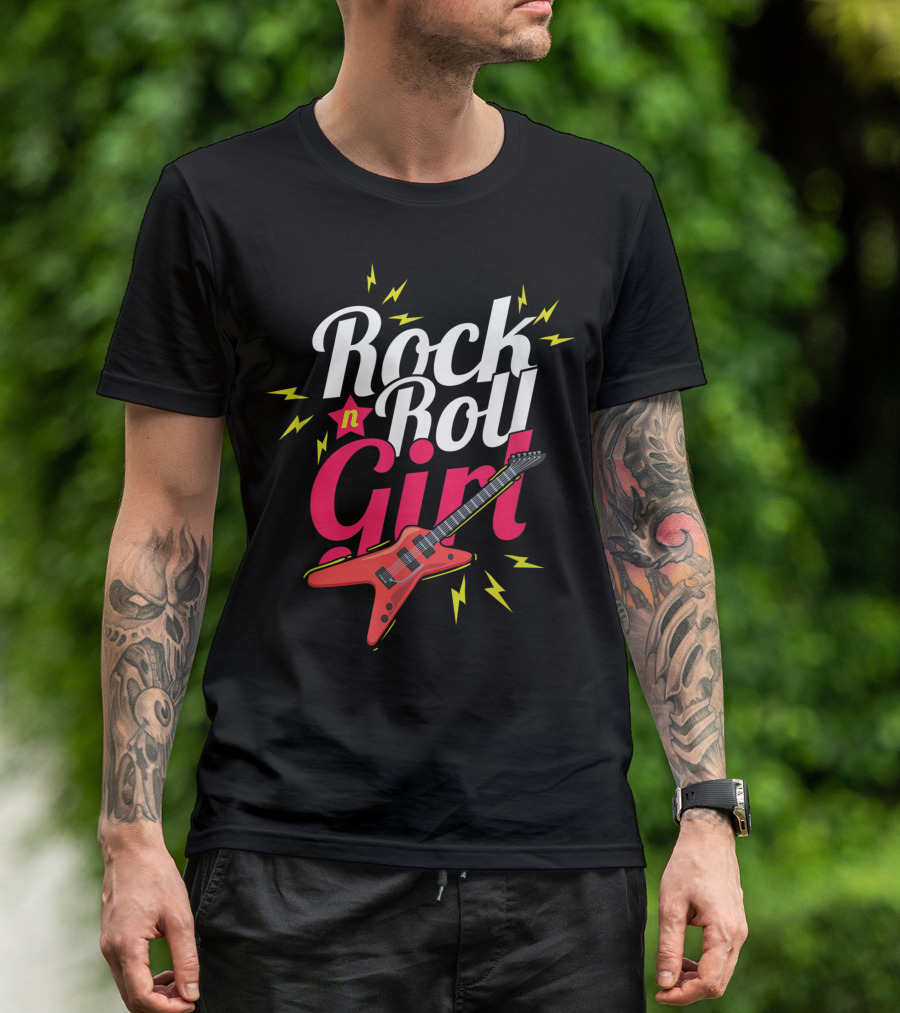 Rock N Roll Girl Electric Guitarist Musician Rocker T-Shirt