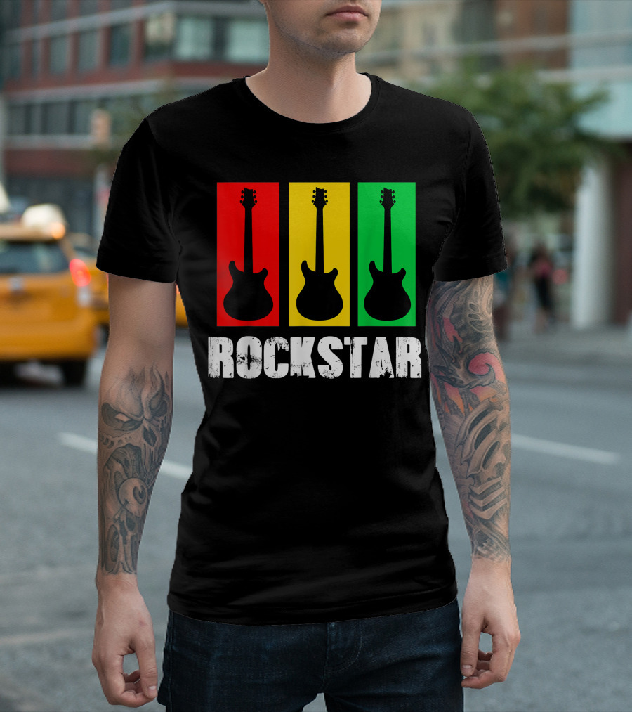 Rockstar Vintage Guitar Silhouette Trio T-Shirt