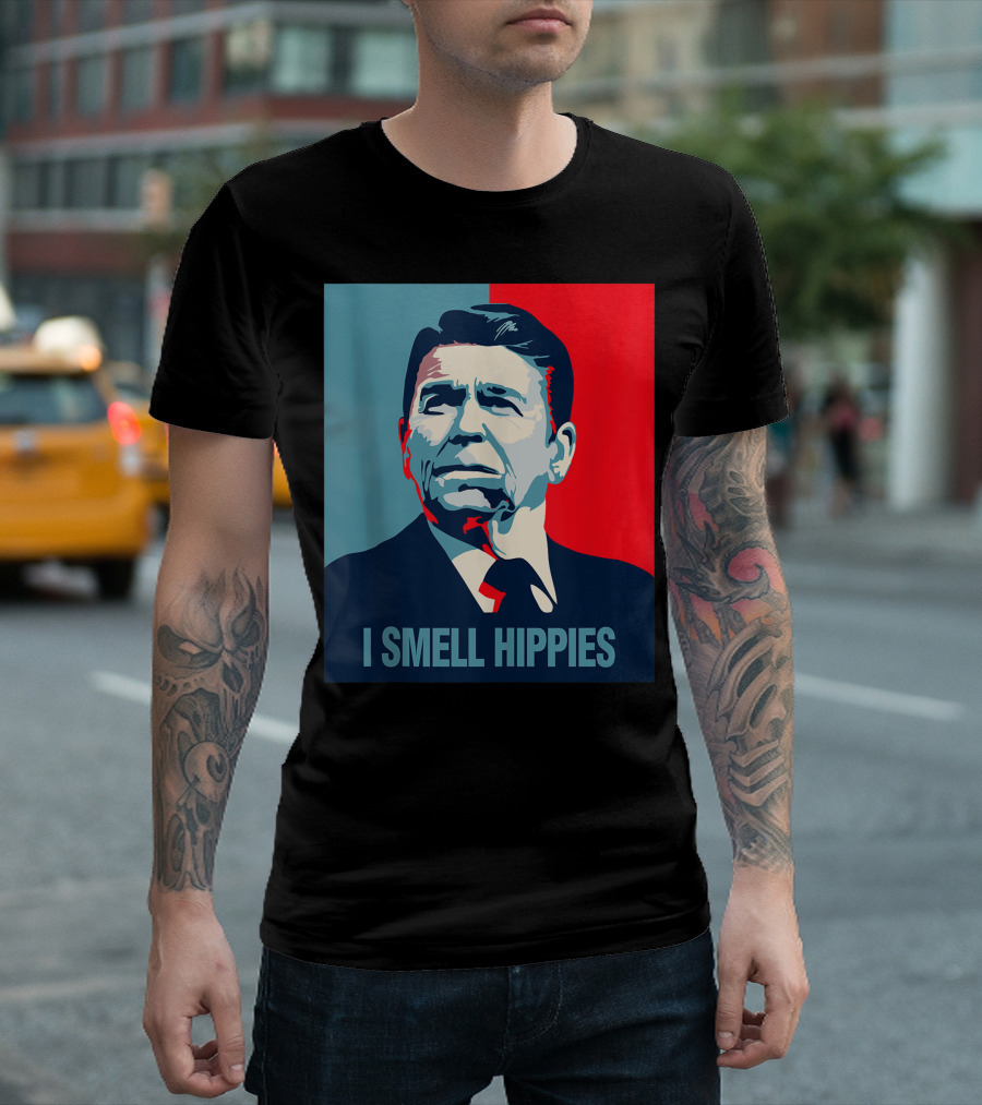 Ronald Reagan I Smell Hippies American President T-Shirt