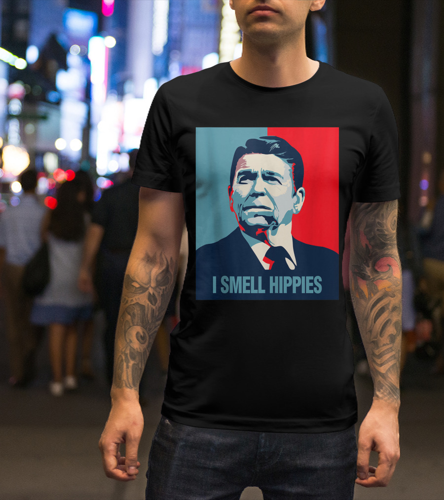 Ronald Reagan I Smell Hippies American President T-Shirt