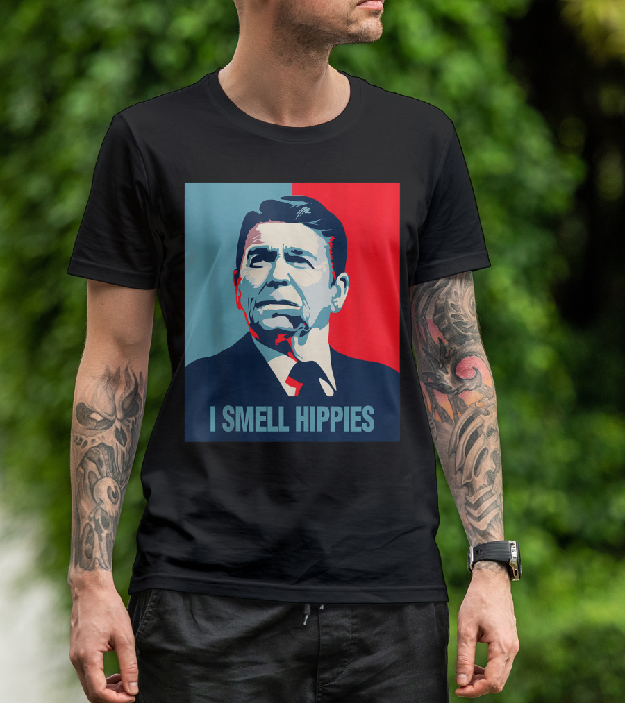 Ronald Reagan I Smell Hippies American President T-Shirt