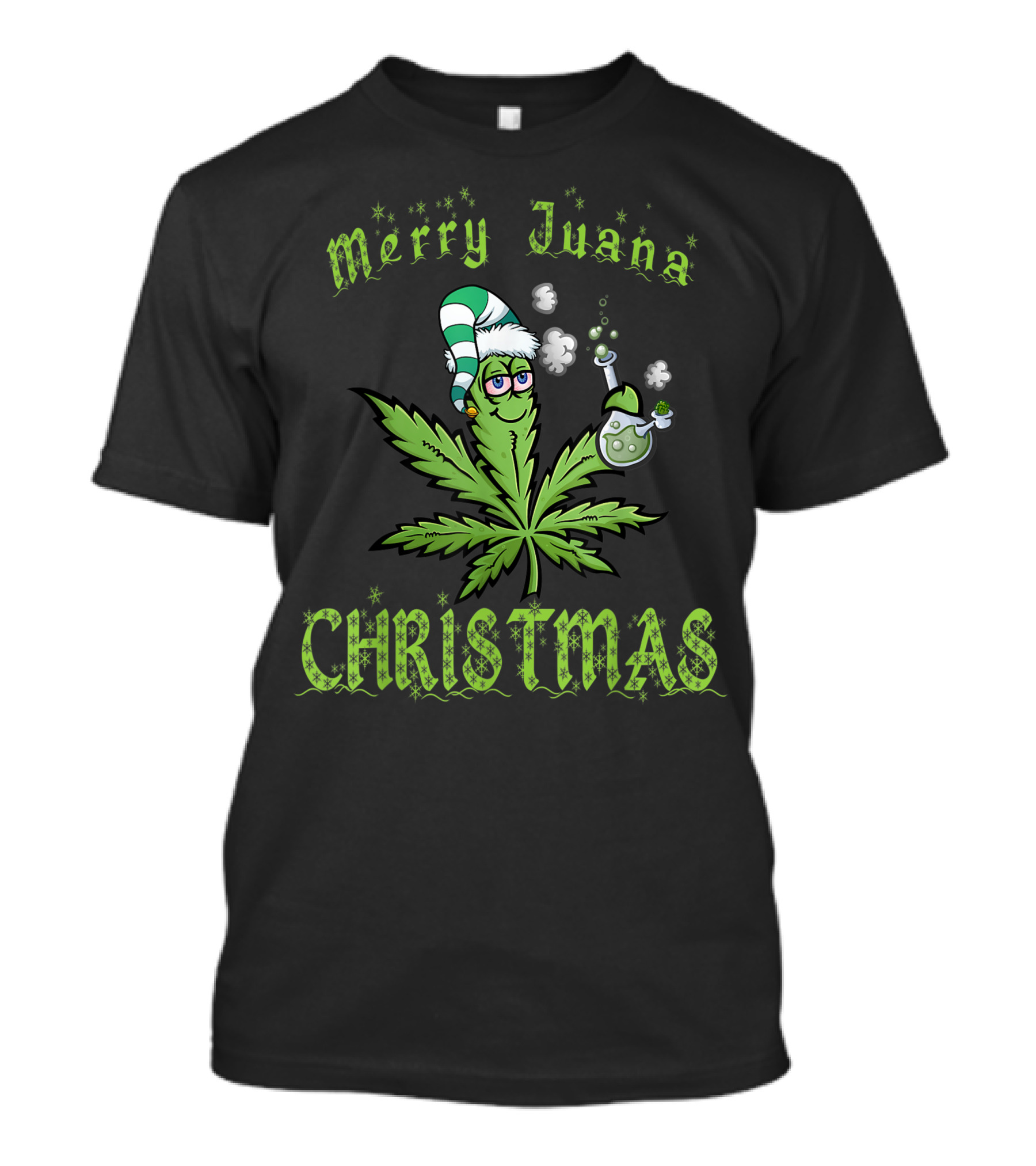 Merry Juana Christmas Stoner Pot Leaf Santa X Mas Marijuana T-Shirt