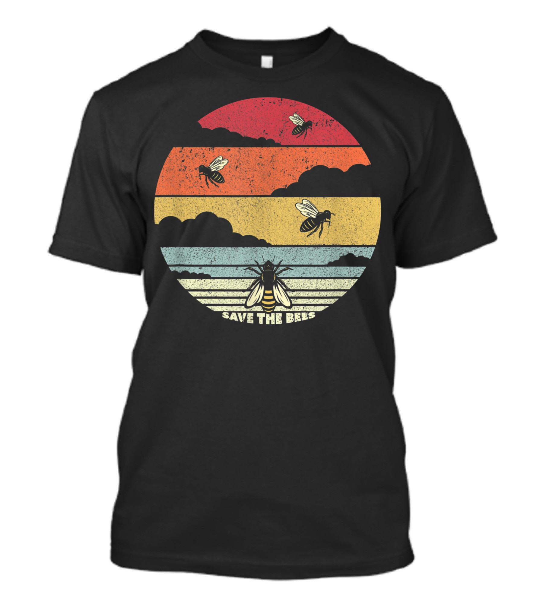 Save The Bees Vintage Sunset Climate Change Awareness T-Shirt