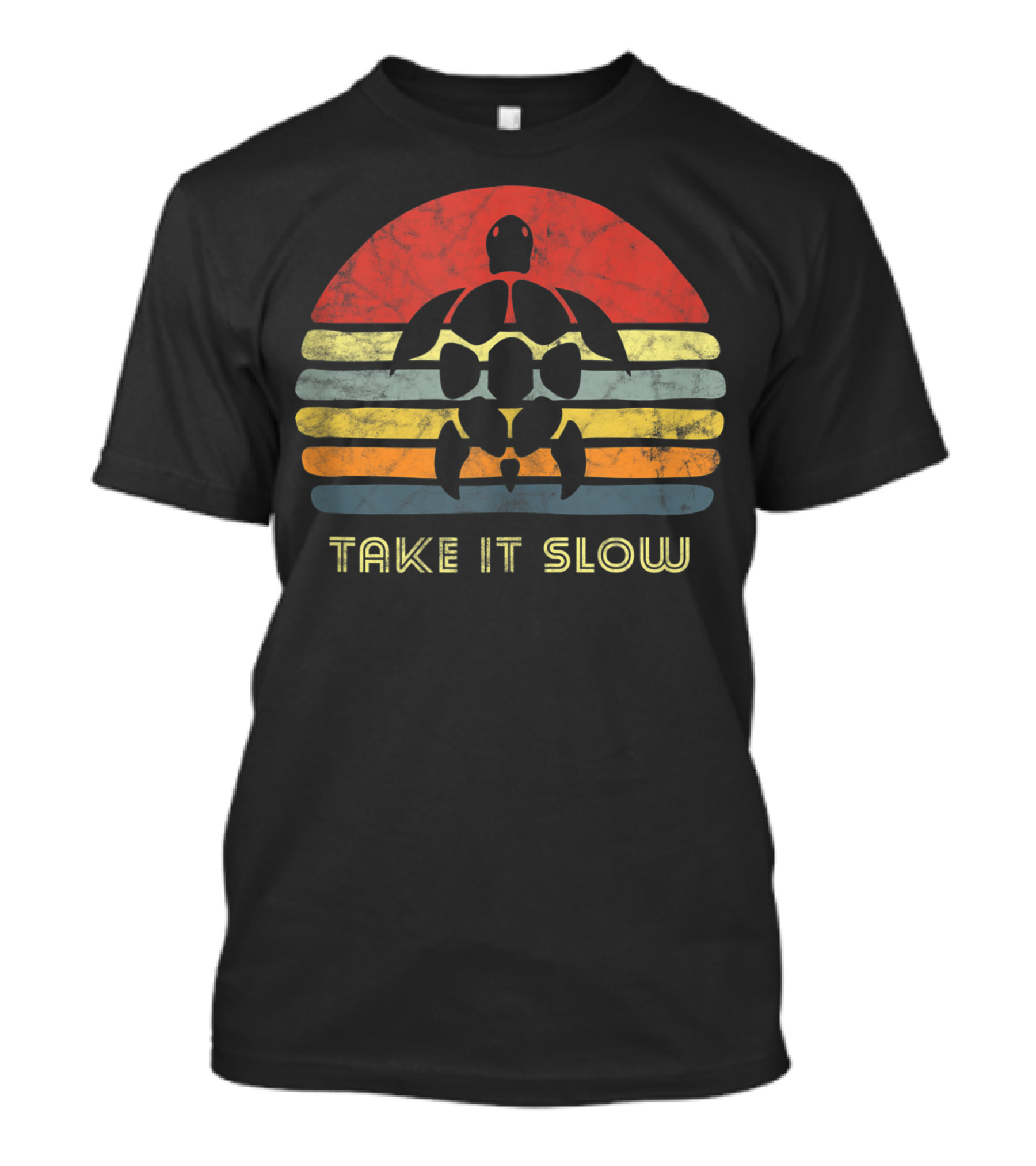 Take It Slow Retro Sea Turtle Hippie Beach Tortoise Animal Love T-Shirt