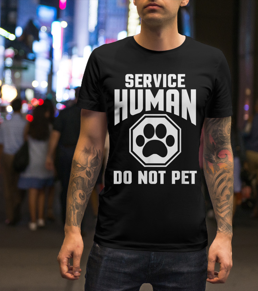 Service Human Do Not Pet Dog Lover Paw Prints T-Shirt
