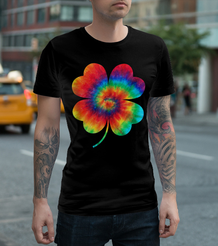Shamrock St Patricks Day Rainbow Tie Dye Ocean T-Shirt