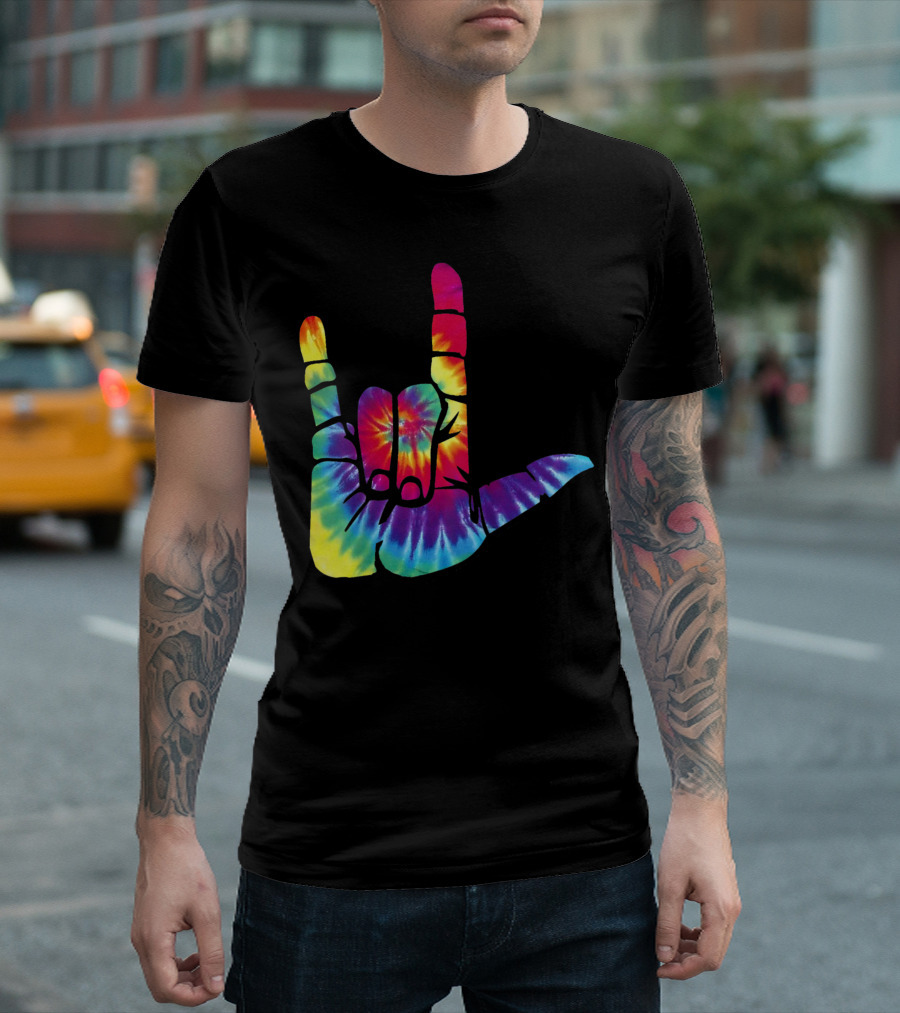 ASL I Love You Hand Sign Tie Dye T-Shirt