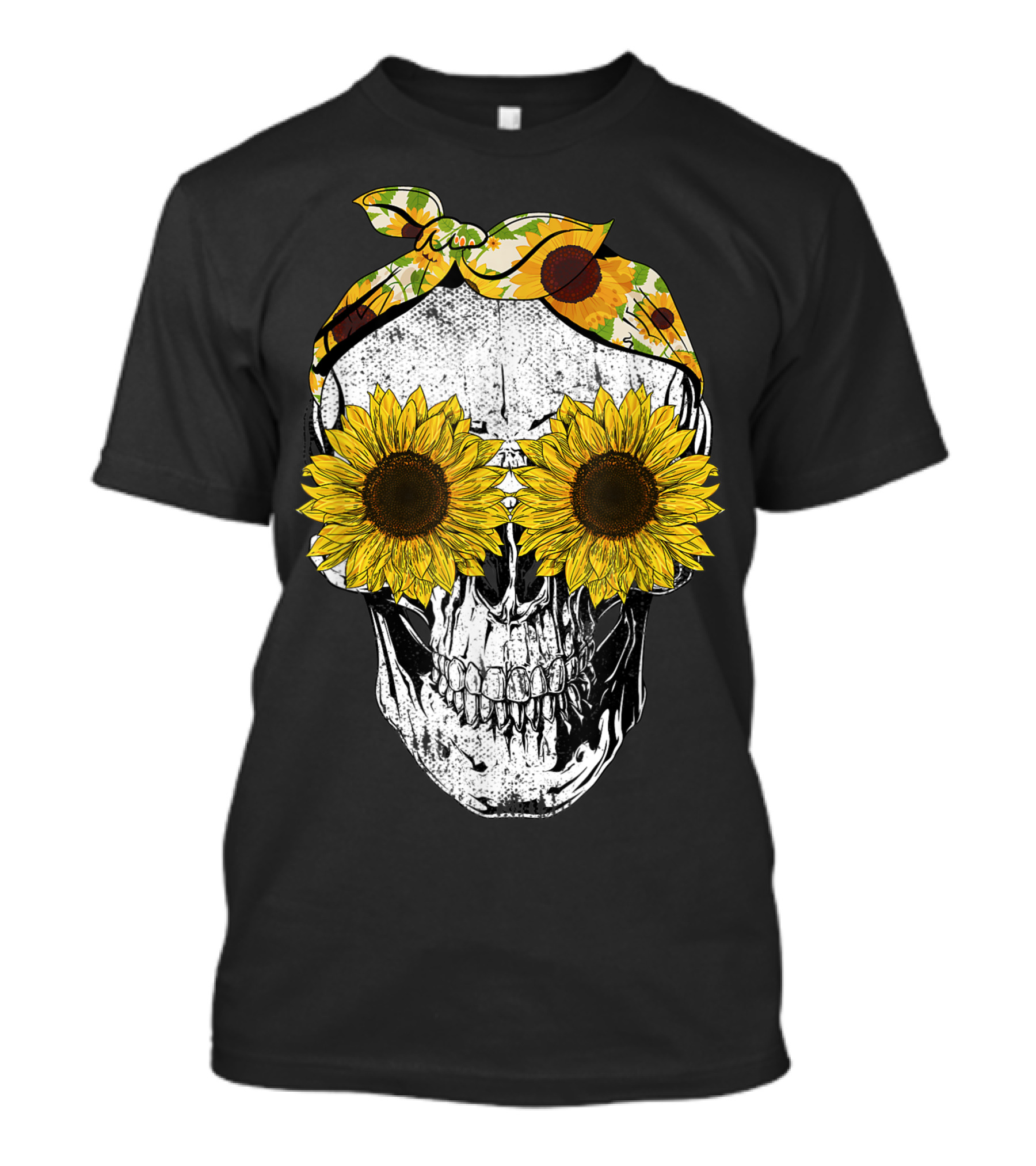 Skull Sunflower Skeleton With Bandana Sunflower Eyes T-Shirt