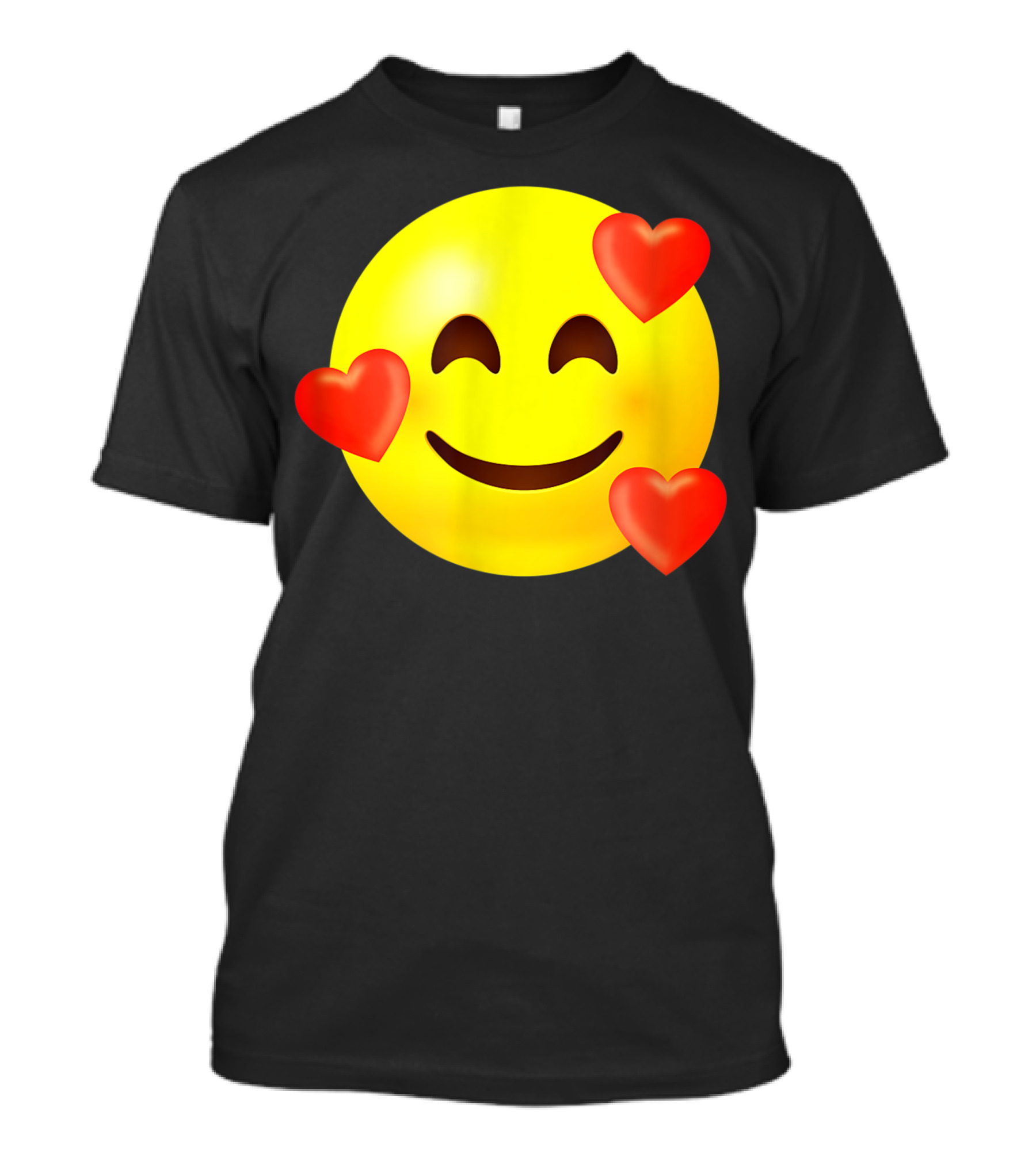 Happy Smile Emoticon With Red Heart Love Emojis T-Shirt