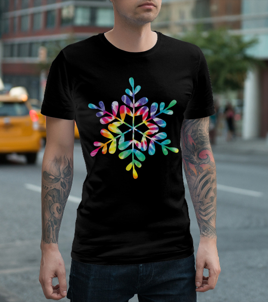 Snowflake Tie Dye Christmas Hippie Holiday Xmas Colorful Eo T-Shirt