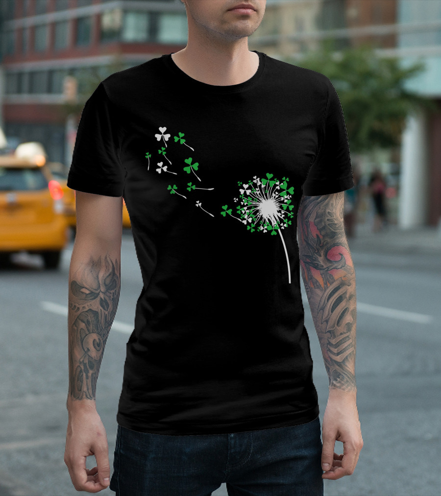 St Patricks Day Dandelion Shamrock Cute 2W Blowing Clover T-Shirt