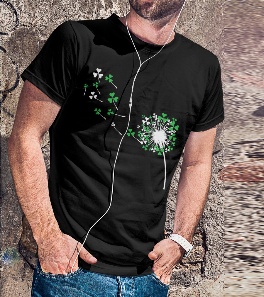St Patricks Day Dandelion Shamrock Cute 2W Blowing Clover T-Shirt