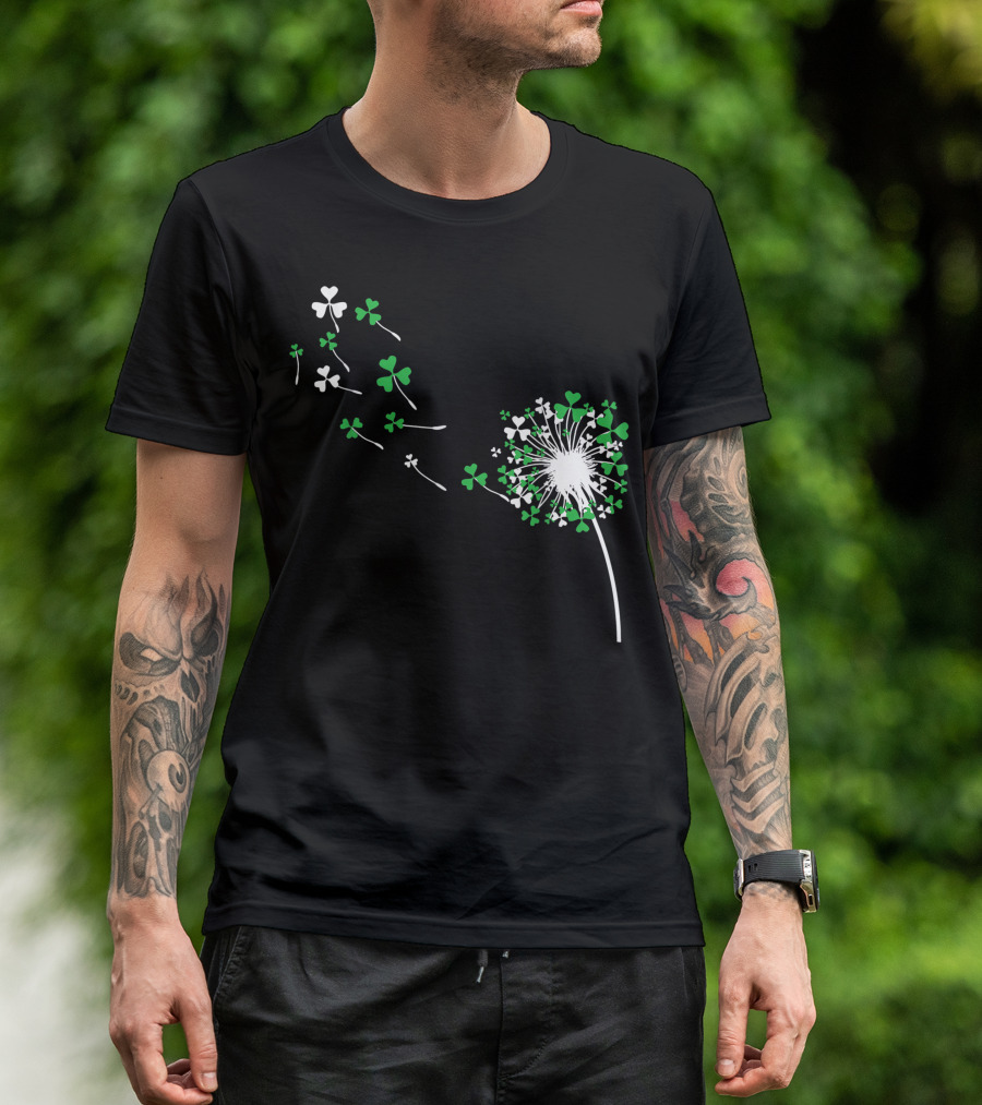 St Patricks Day Dandelion Shamrock Cute 2W Blowing Clover T-Shirt