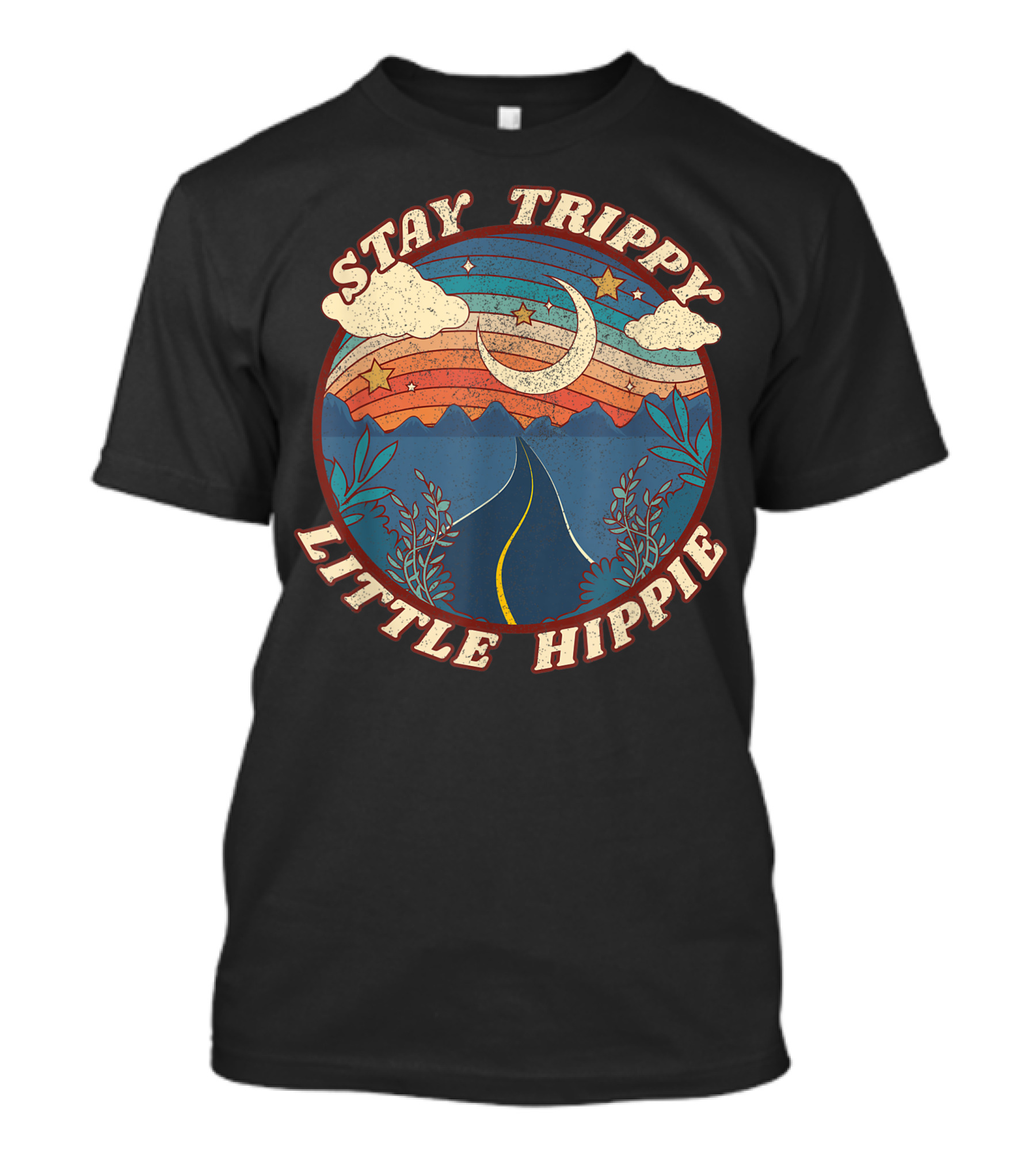 Stay Trippy Little Hippie Starry Night Road Trip Adventure T-Shirt